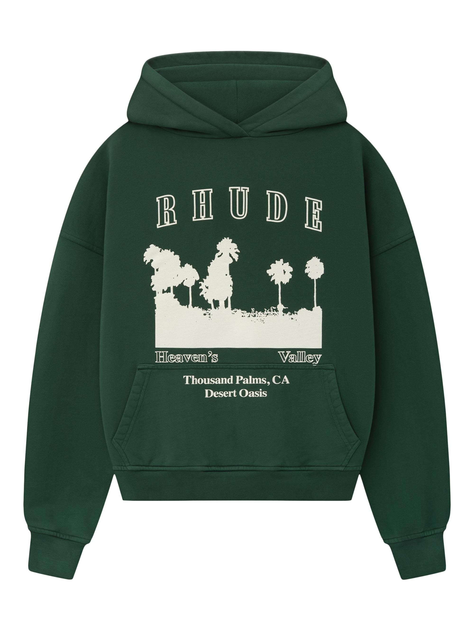 Rhude Men's Thousand Palms Hoodie - Vintage Forest Green White