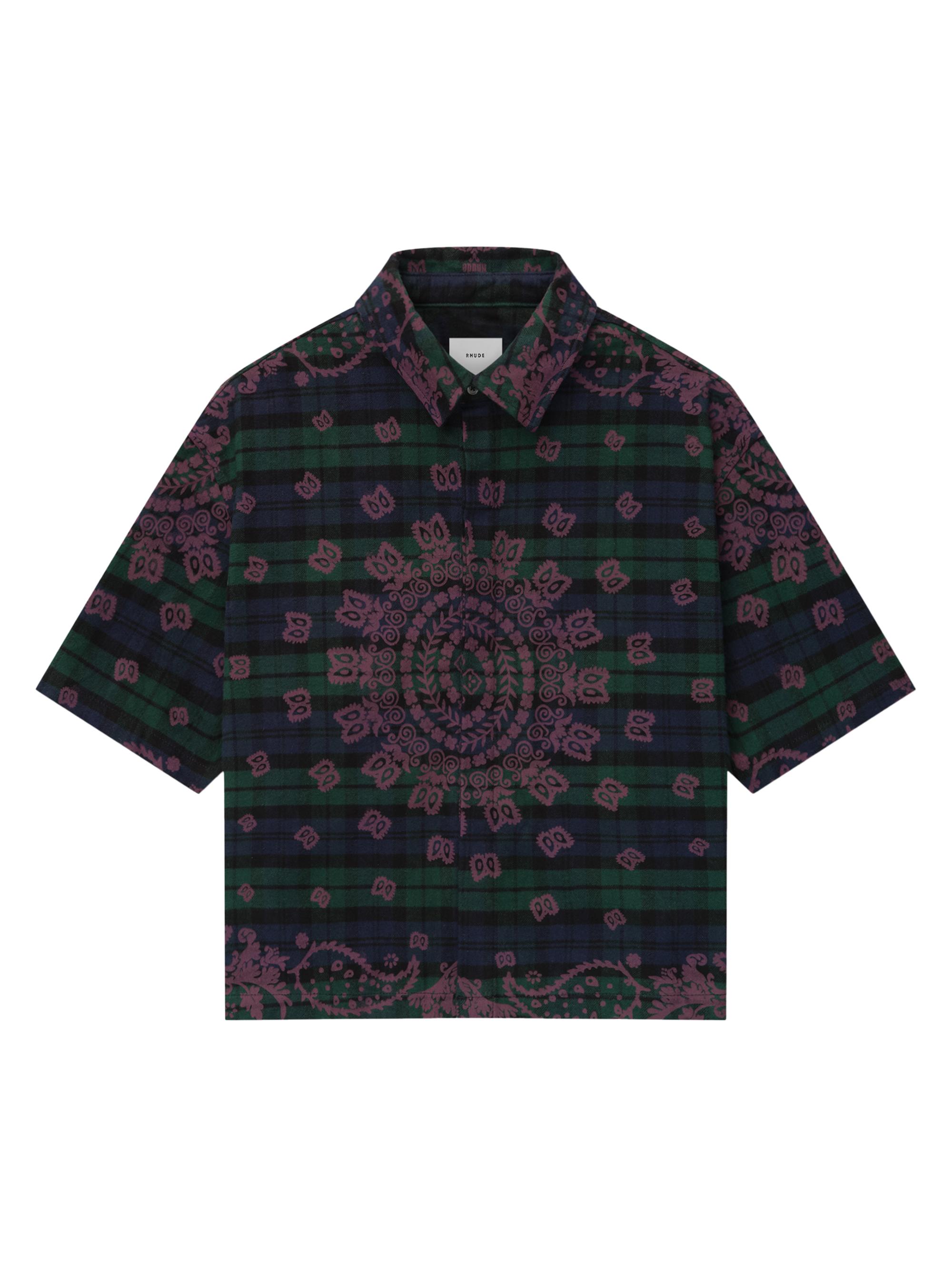 Rhude Men's Paisley Flannel Short-Sleeve Shirt - Multi Purple