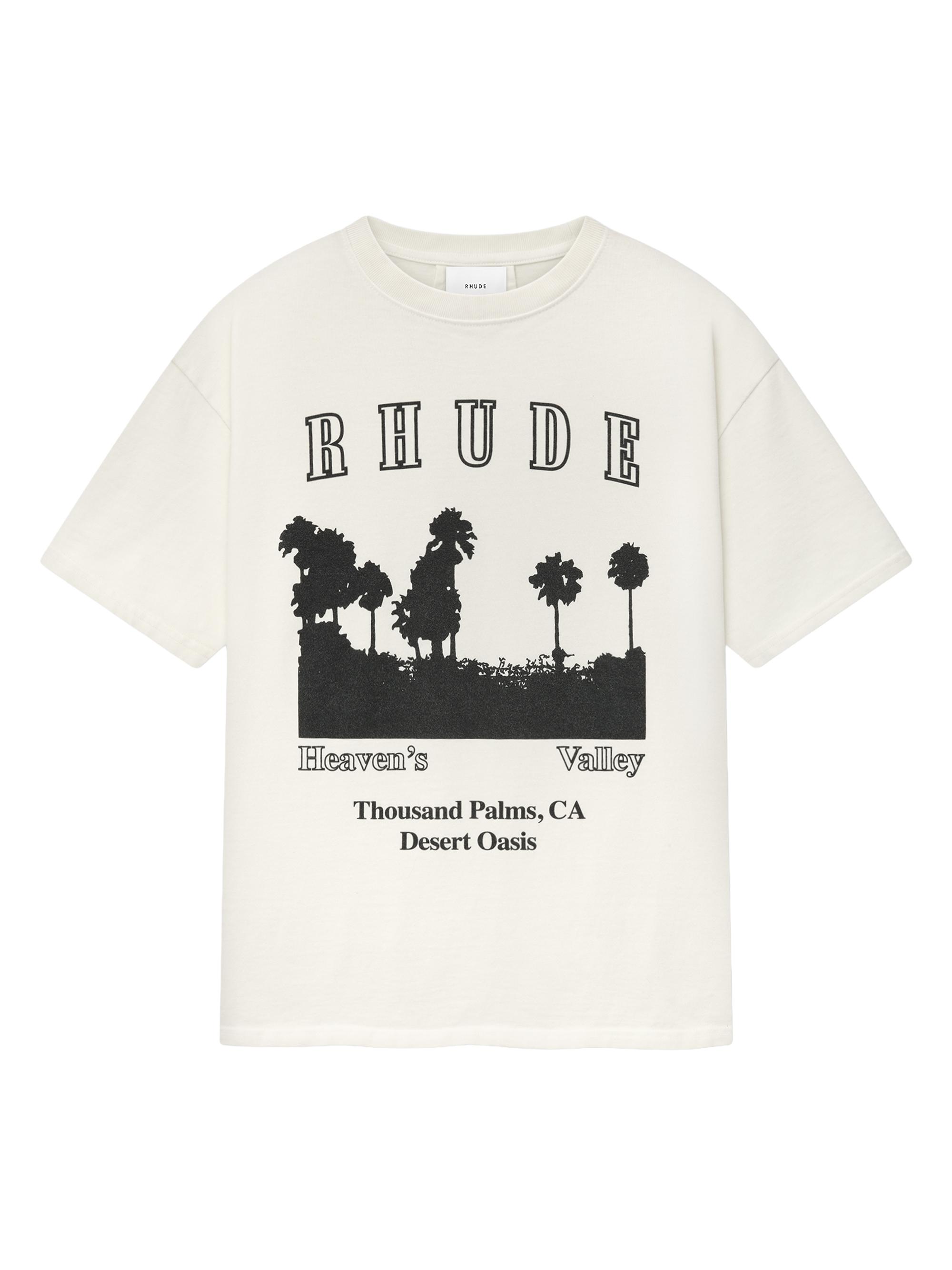 Rhude Men's Thousand Palms Graphic Cotton T-Shirt - Vintage White Black