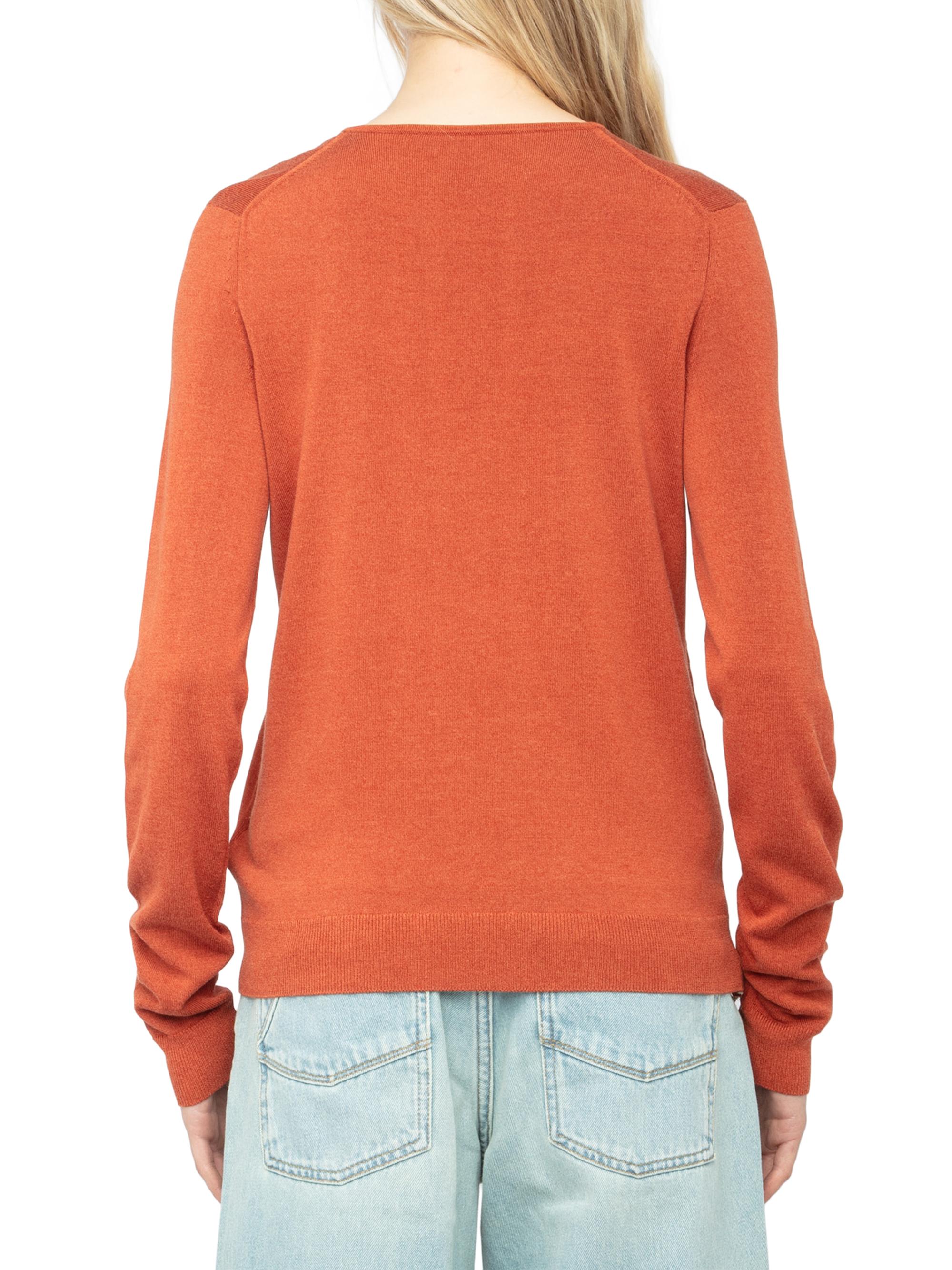 新品 ZADIG&VOLTAIRE カシミヤ100％×レザー ニット Light Brown Cashmere Malty Sweater | Zadig&Voltaire