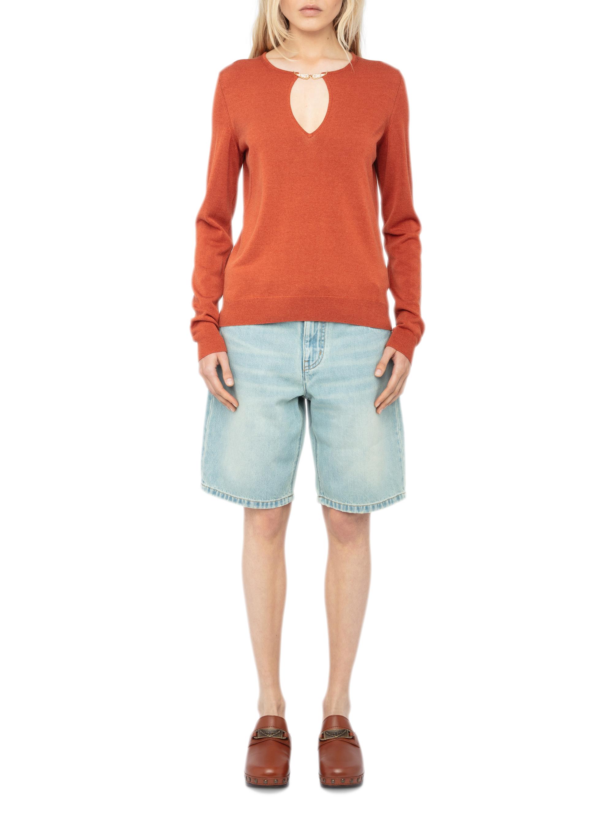 新品 ZADIG&VOLTAIRE カシミヤ100％×レザー ニット Light Brown Cashmere Malty Sweater | Zadig&Voltaire