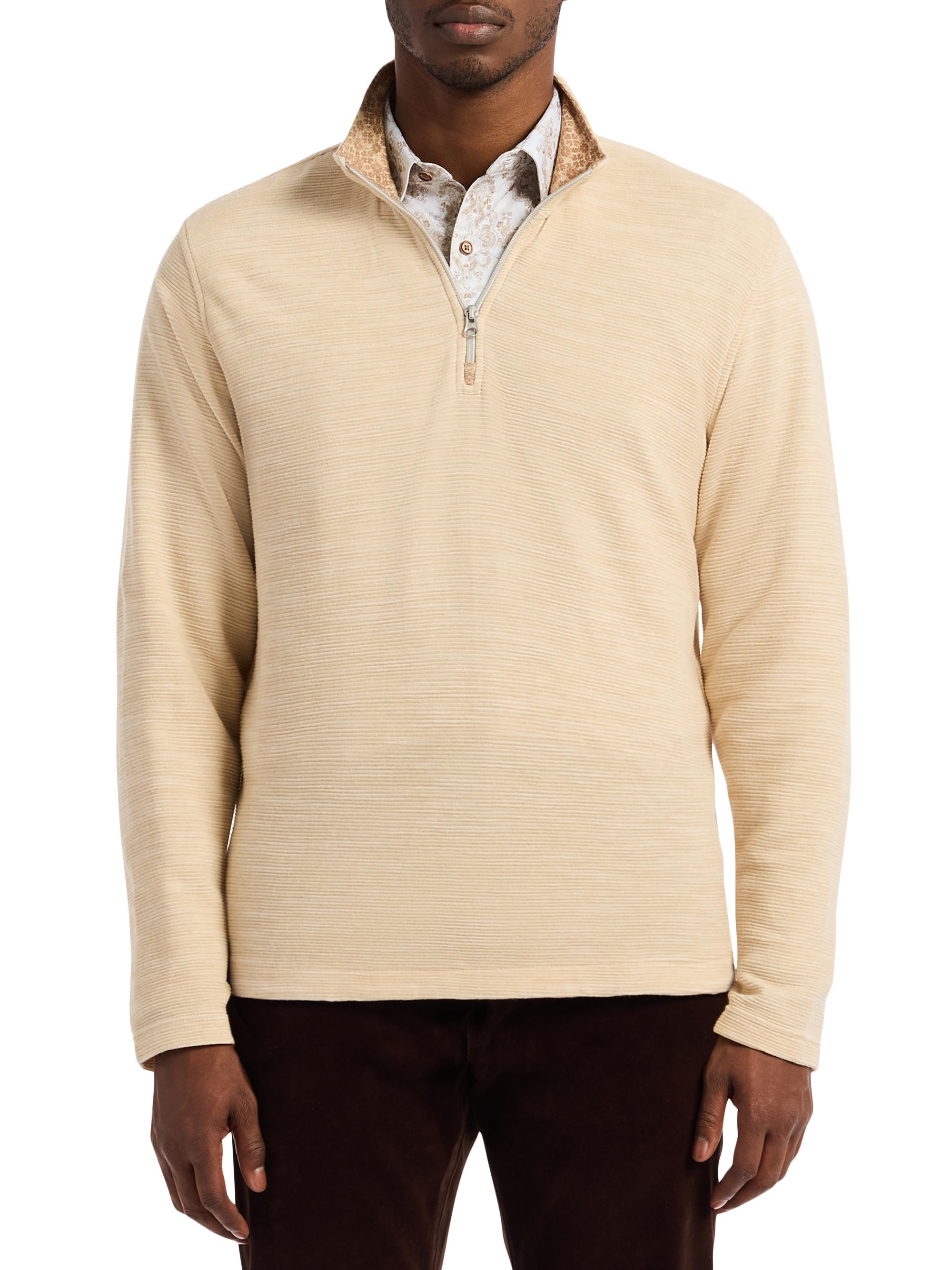 Robert Graham Men's Ledson Quarter-Zip Cotton Top - Oatmeal