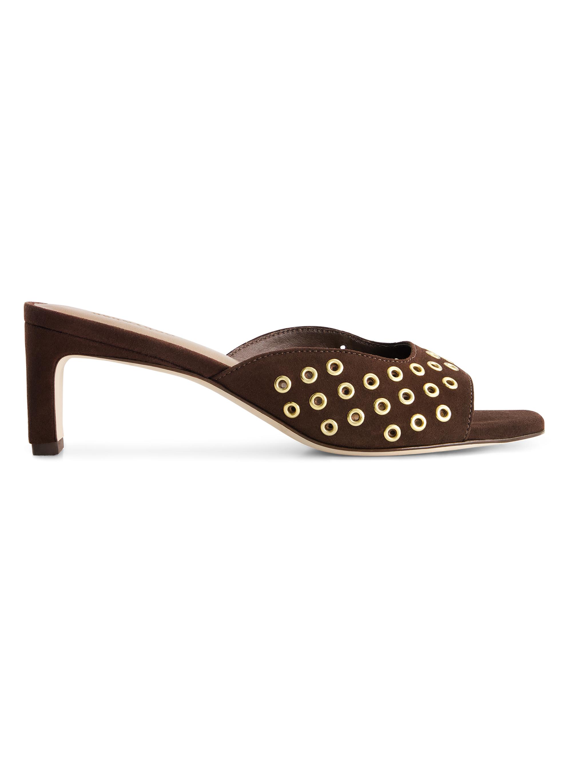 Bernardo Women's Cenza Grommet Kitten Heel Mules - Dark Chocolate