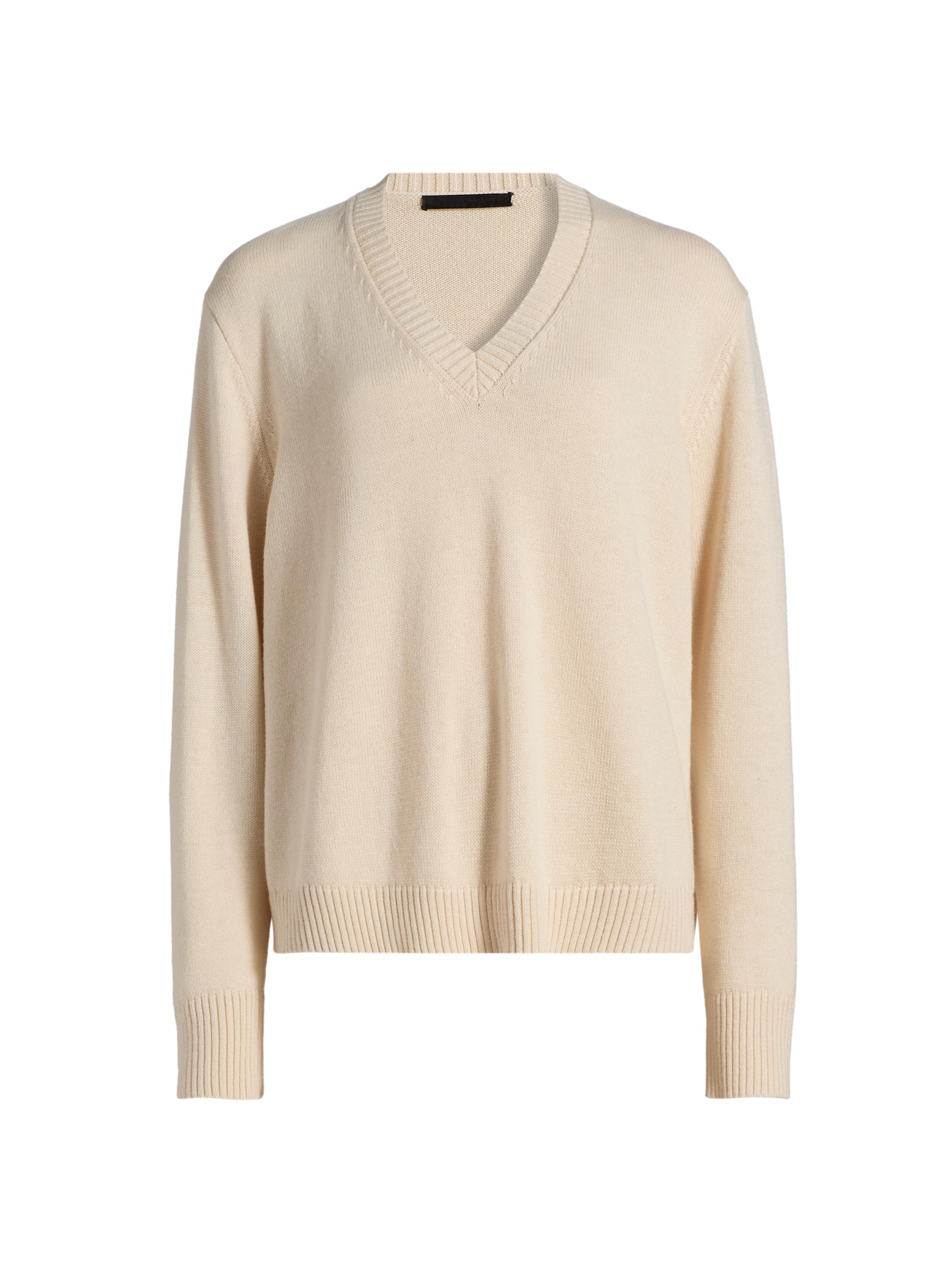 Jenni Kayne Women's Simone Wool-Cotton V-Neck Sweater -