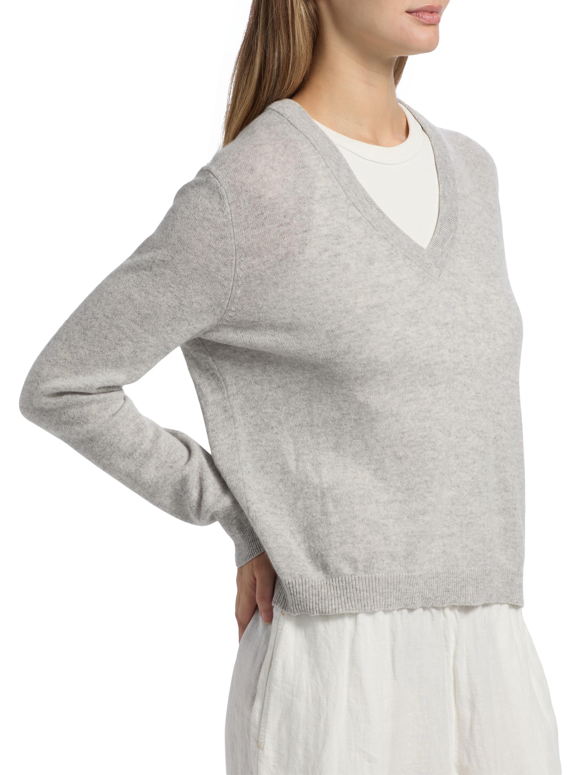 Jenni Kayne Women's Flynn Cashmere V-Neck Sweater - Grey - detail view in Grey