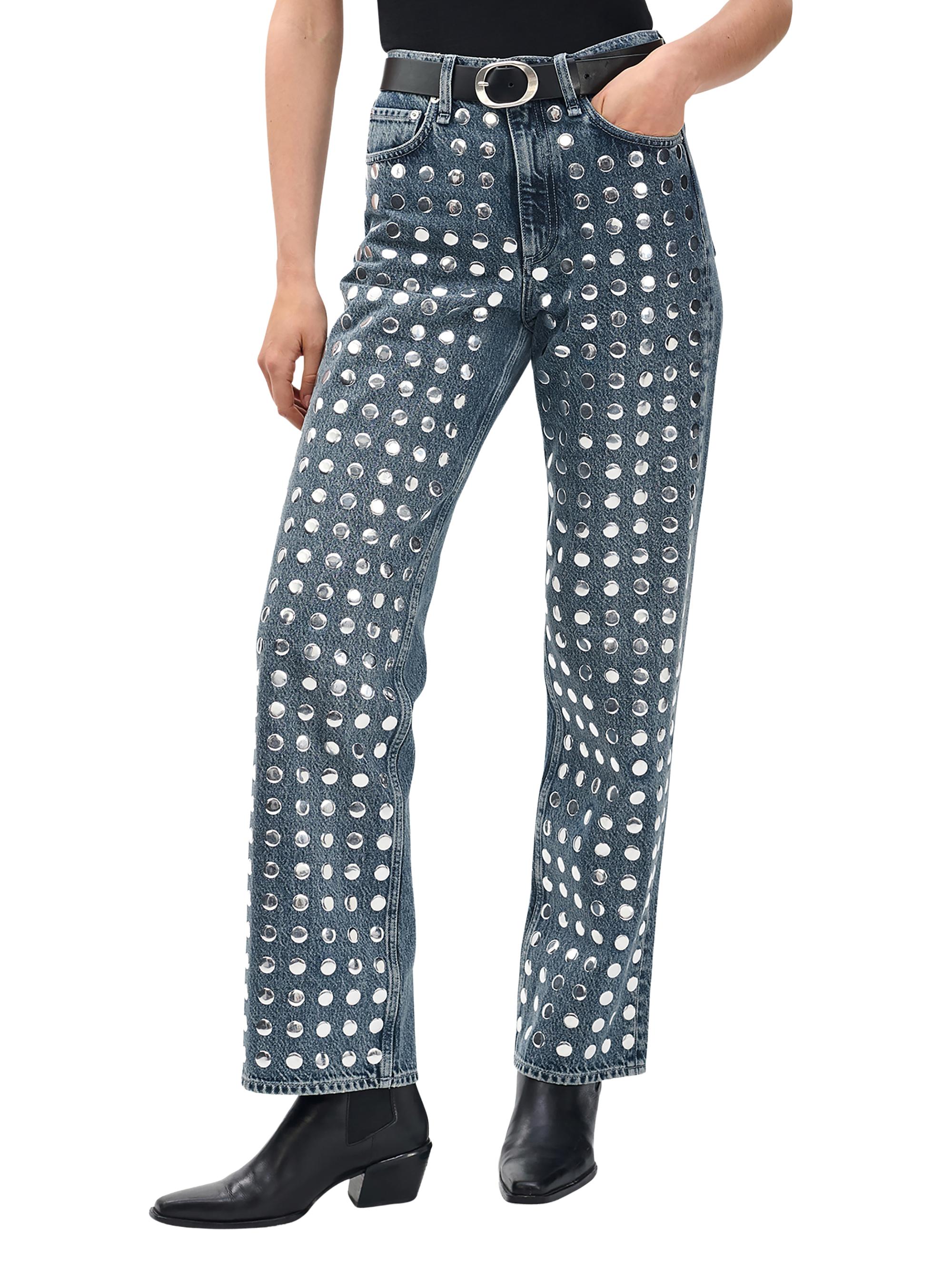 Shea Embellished High-Rise Straight-Leg Jeans