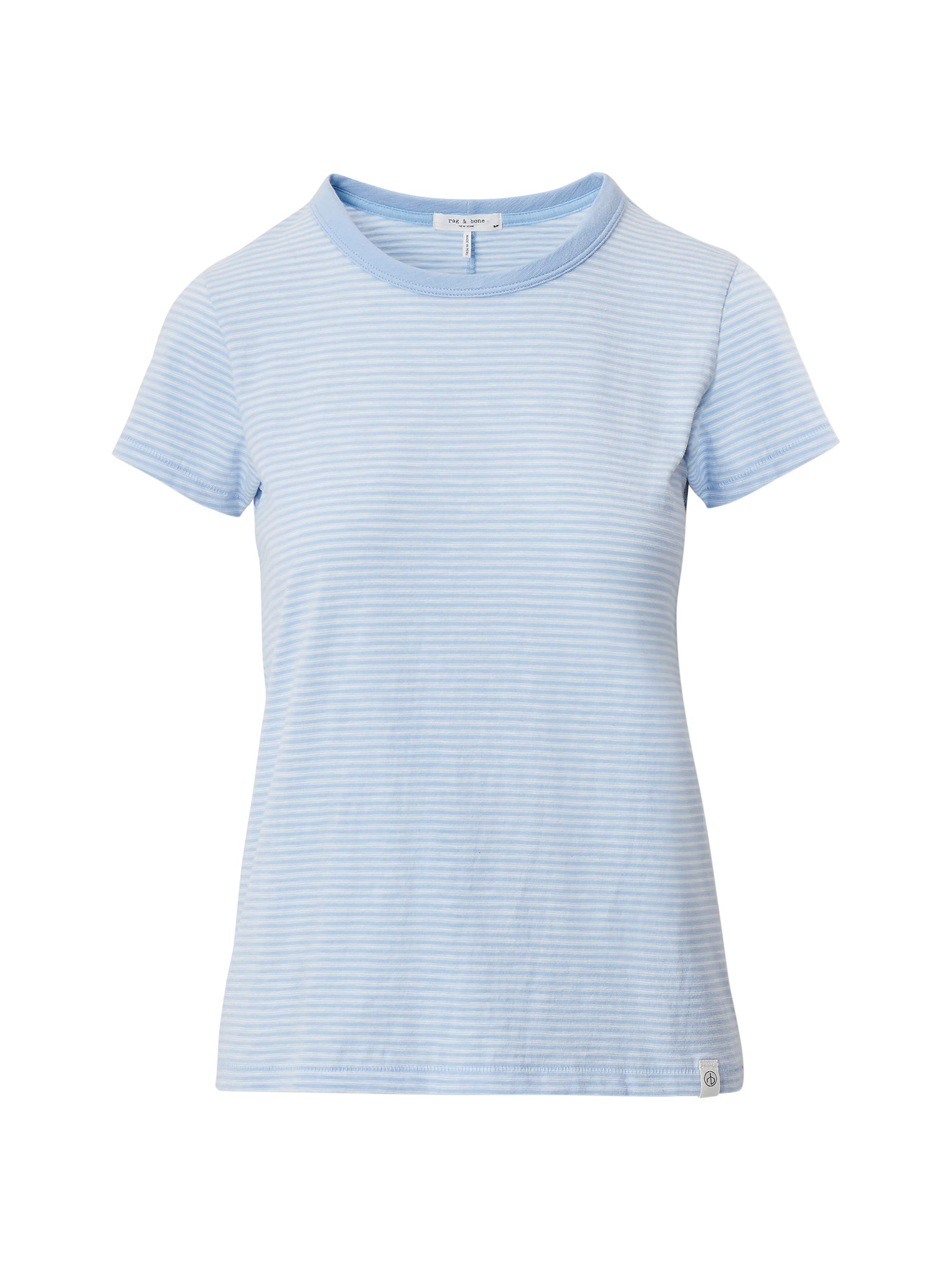 rag & bone Women's The Slub Striped Cotton T-Shirt - Powder Blue Multi