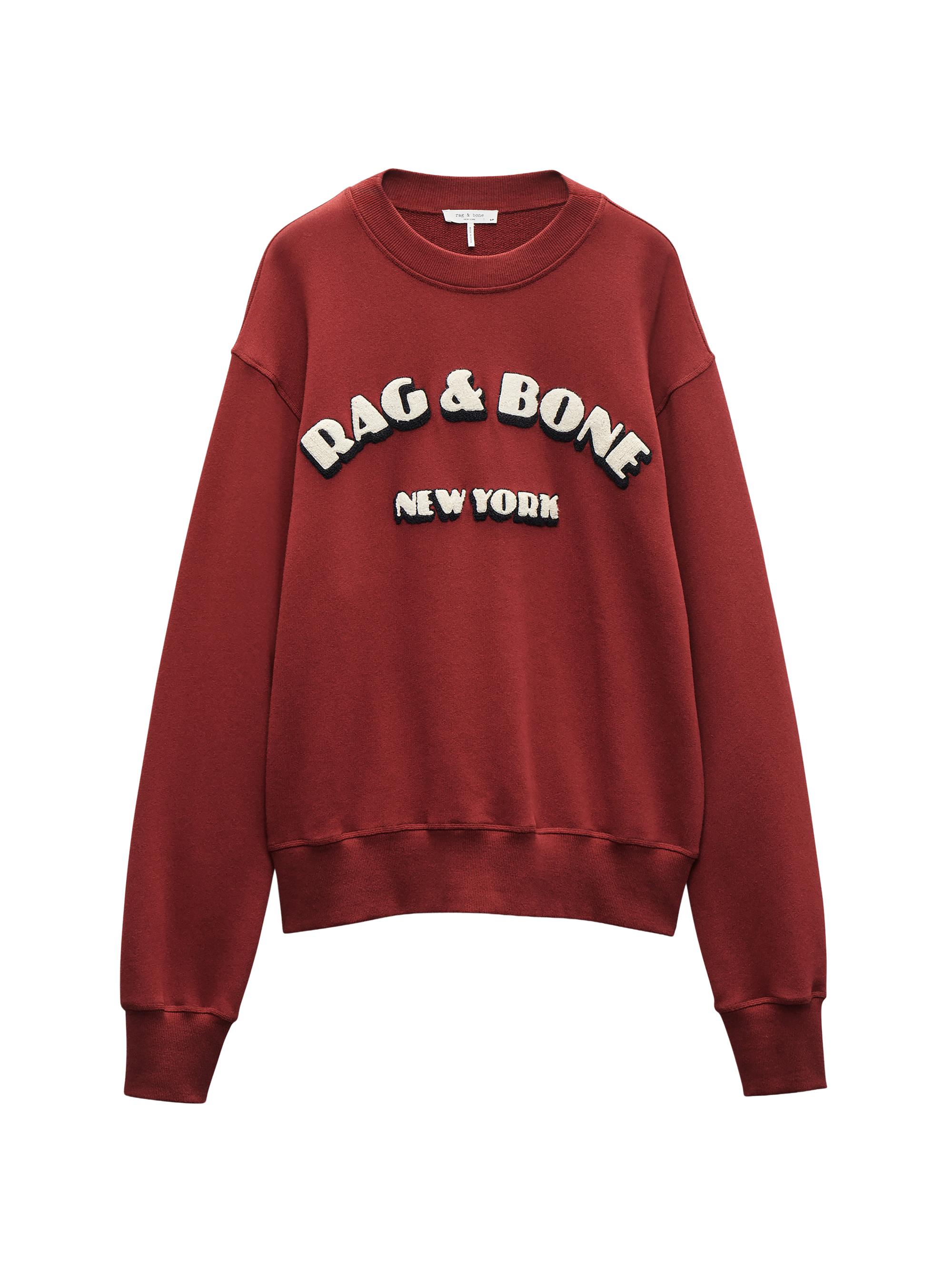 rag & bone Women's RBNY Oversized Cotton-Blend Sweatshirt - Ruby