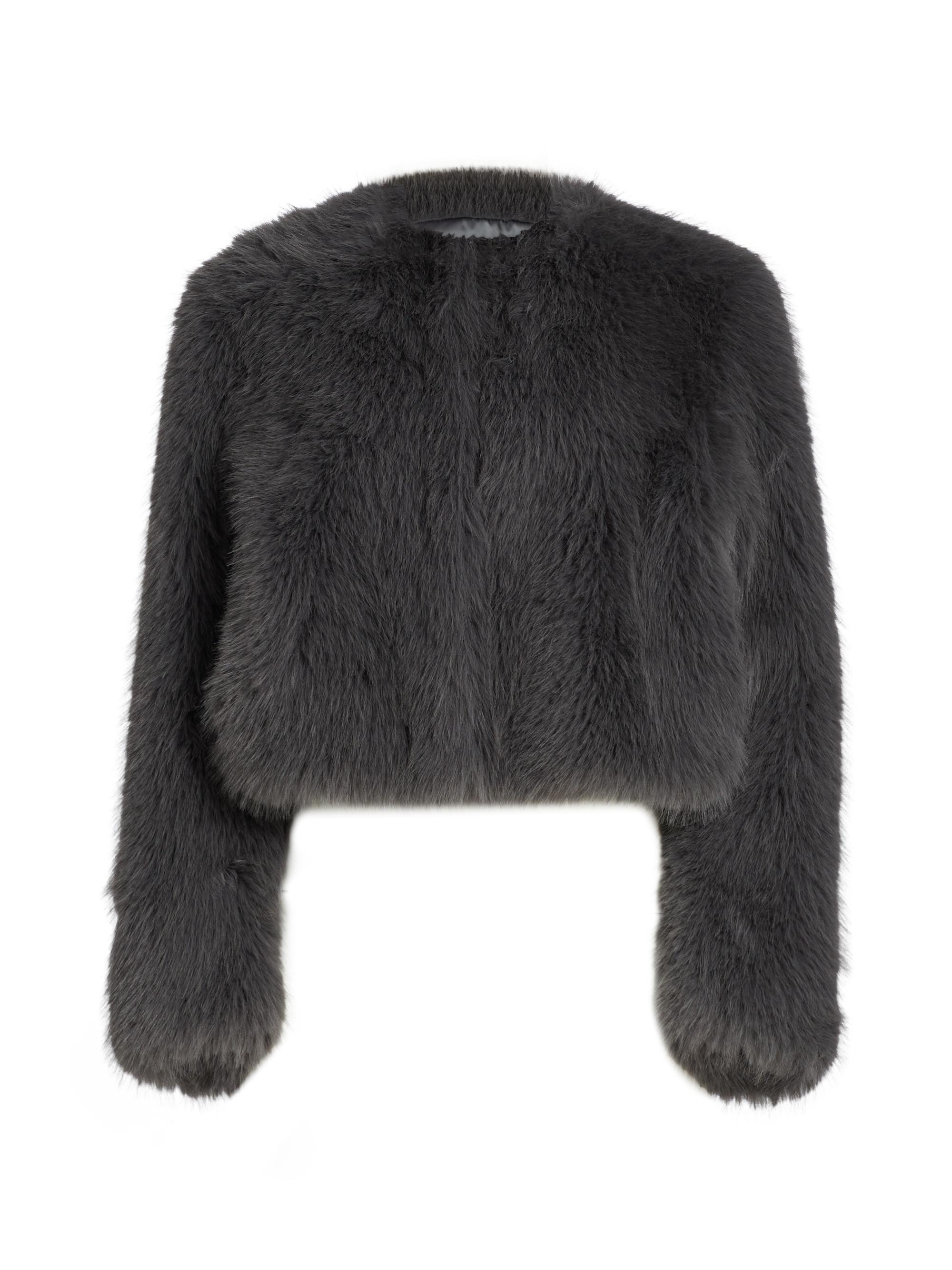 Misa Los Angeles Women's Jordyn Faux Fur Crop Jacket - Darkk Grey