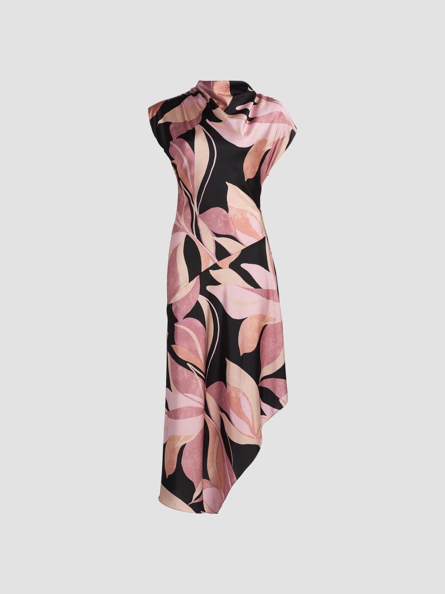Misa MISA Los Angeles Sally Asymmetric Satin Midi-Dress | Saks Fifth Avenue