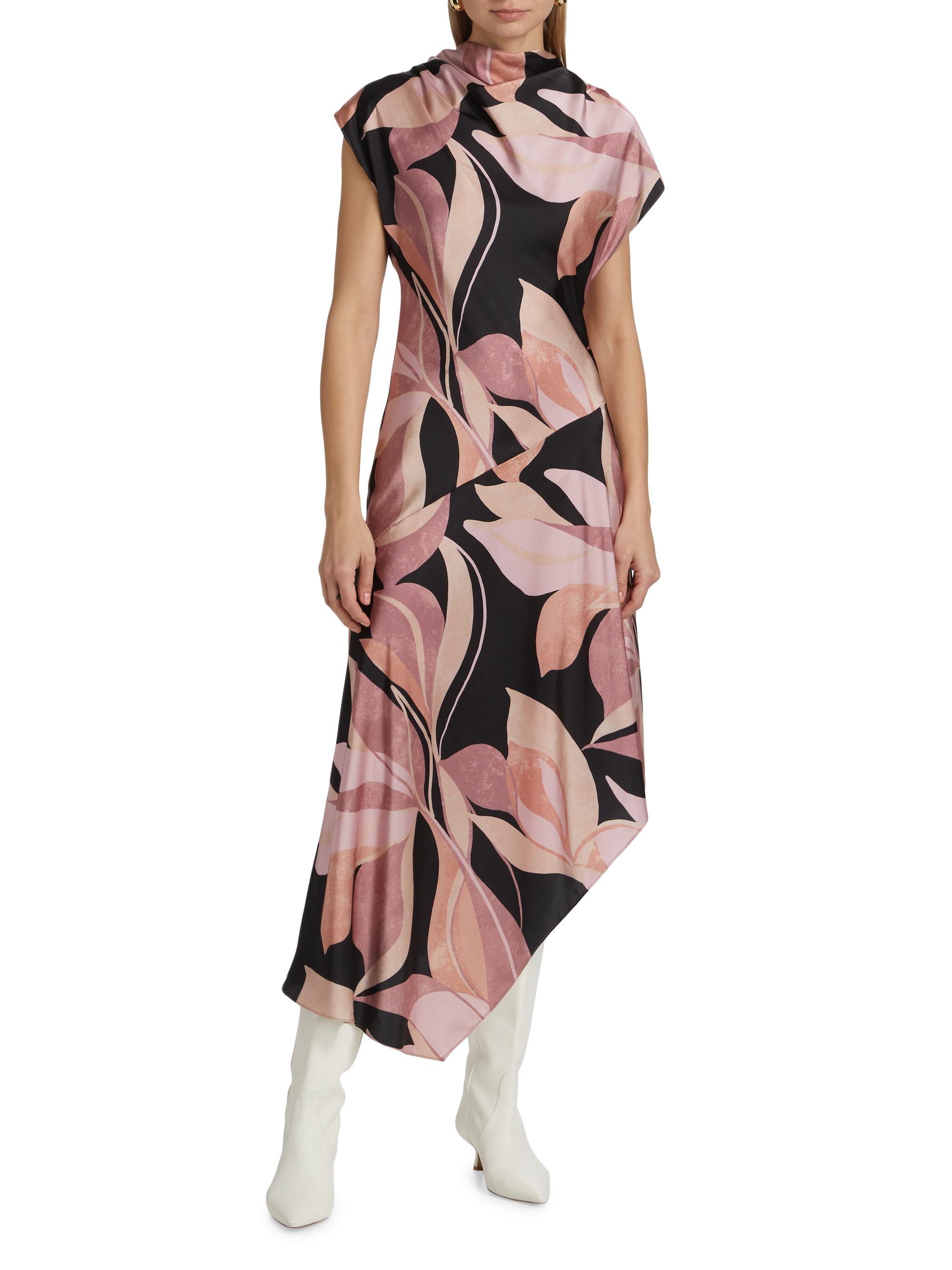 Misa Los Angeles Sally Asymmetric Satin Midi-Dress | Saks Fifth Avenue