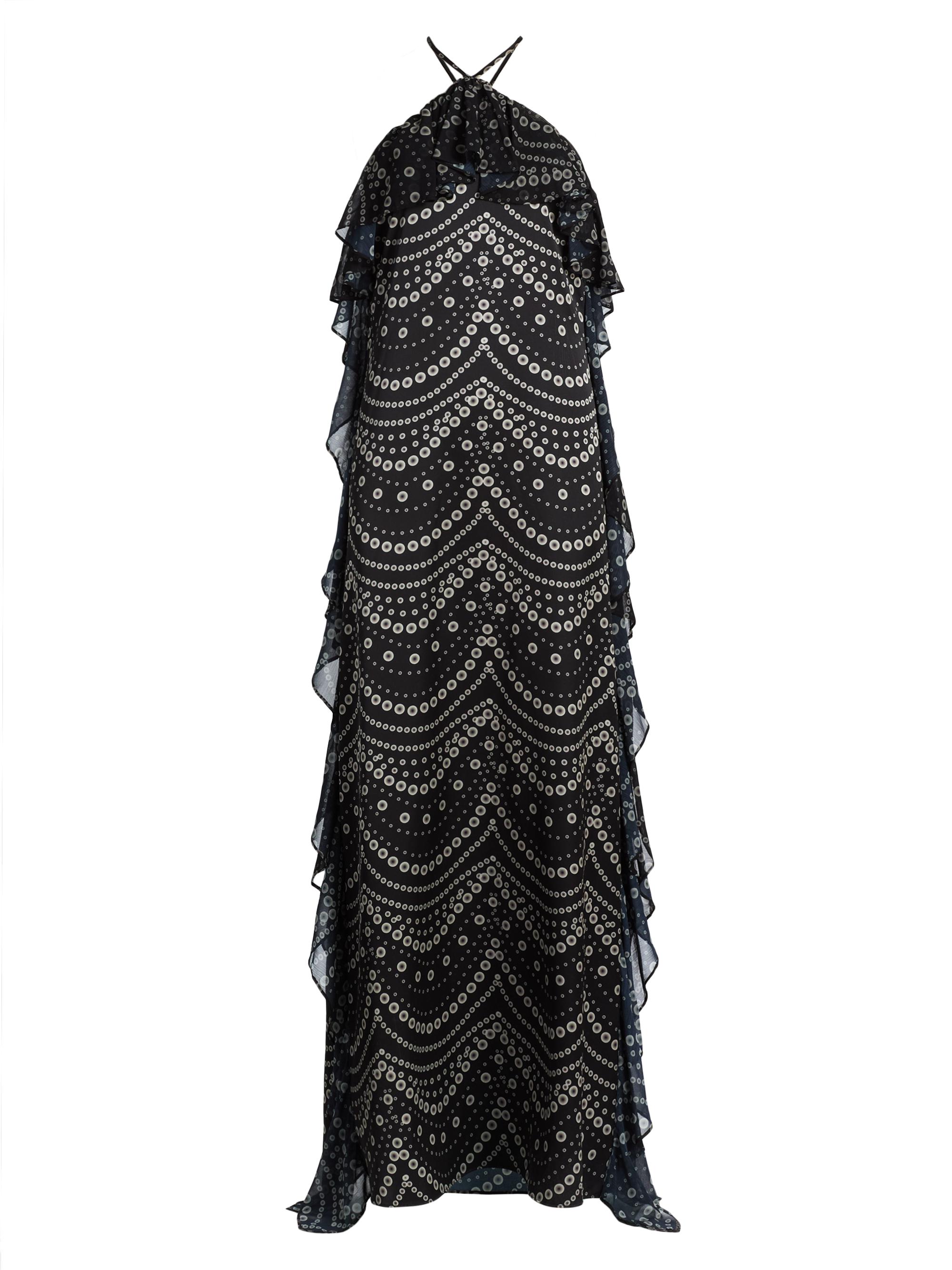 Misa Los Angeles Women's Lupita Polka Dot Chiffon Halterneck Maxi Dress - Stranded Pearls Mix