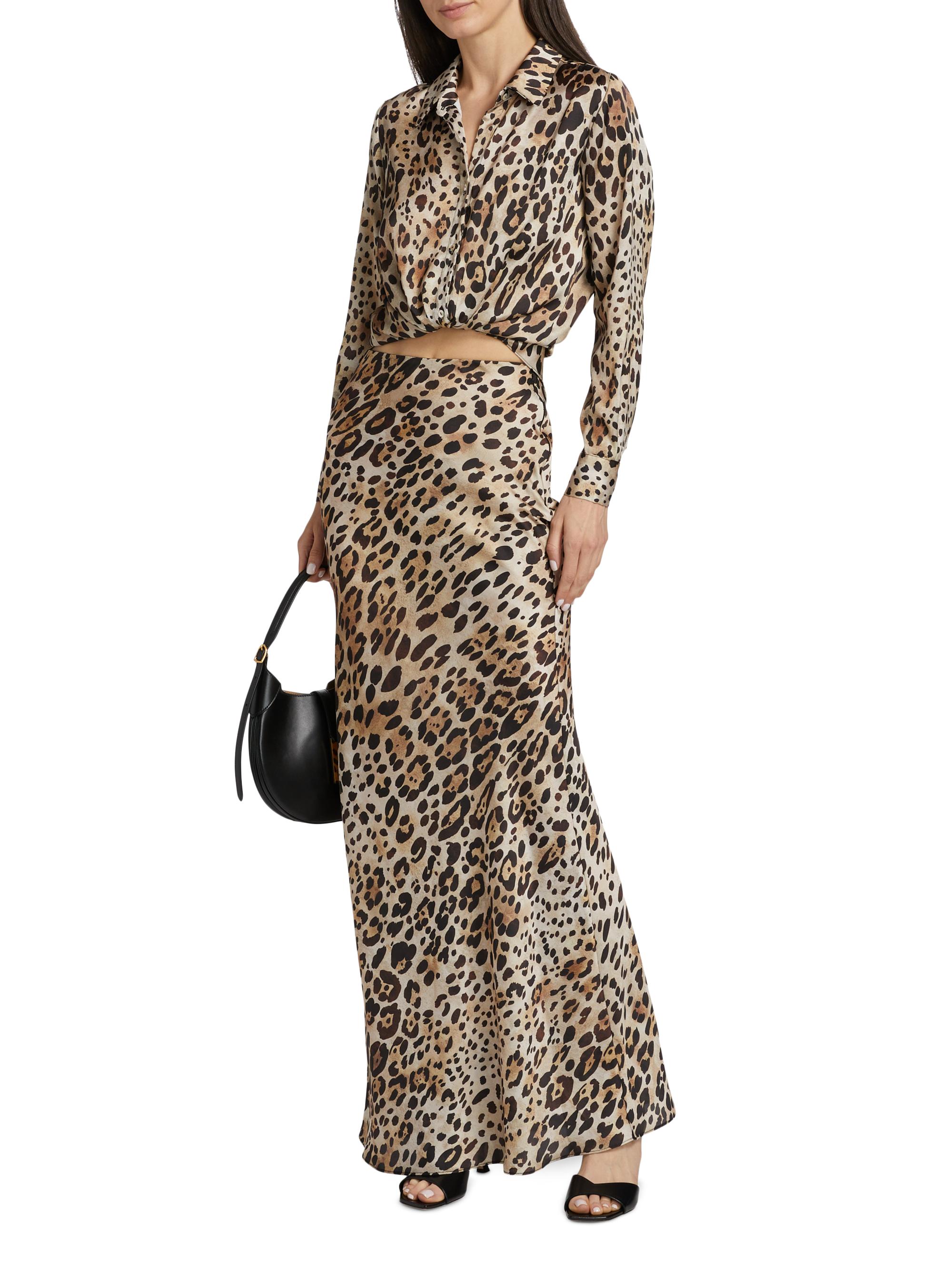 Misa Los Angeles Celine Leopard-Print Satin Shirt | Saks Fifth Avenue