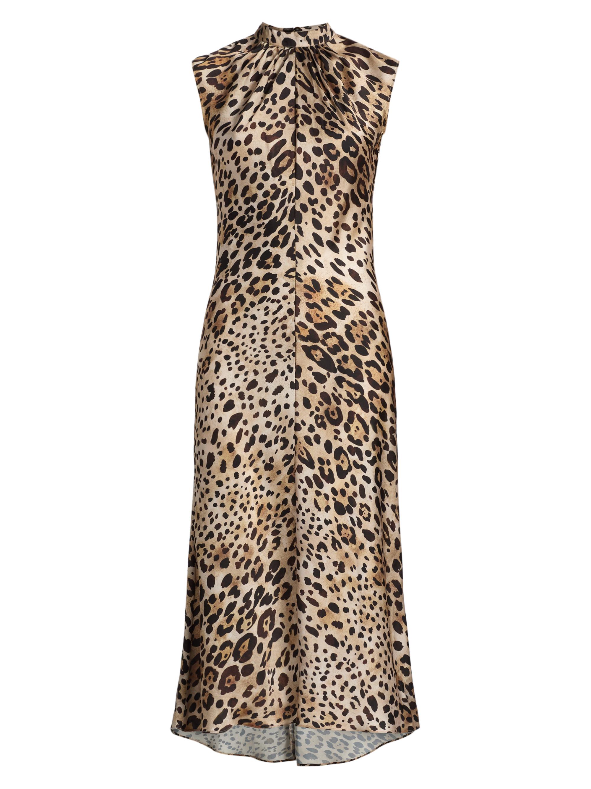 Misa Los Angeles Women's Giselle Leopard-Print Satin Midi-Dress - Leopard Print