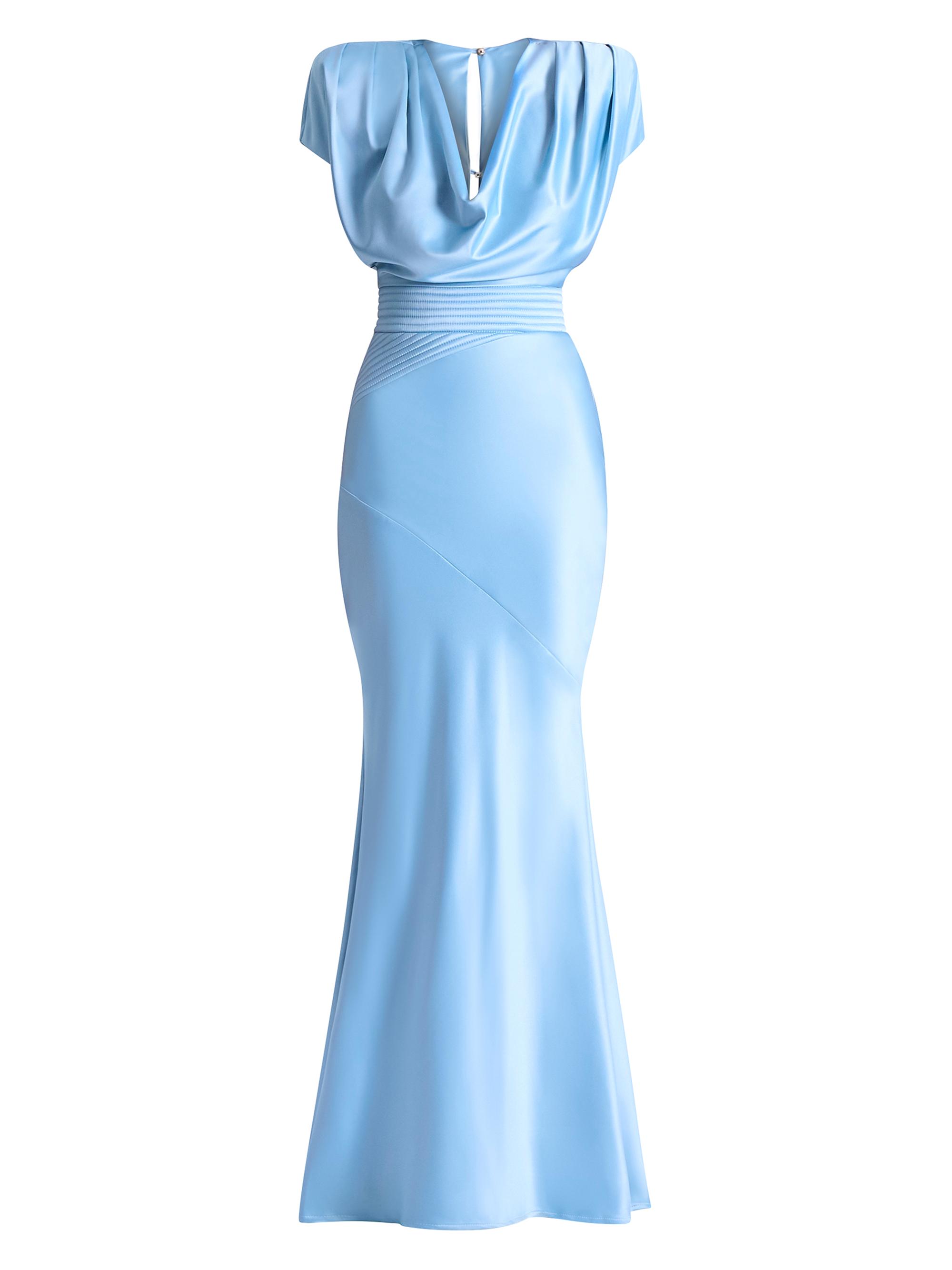 blue medium dress Blue Floral Short Sleeve Midi Dress - All Dresses main image 1