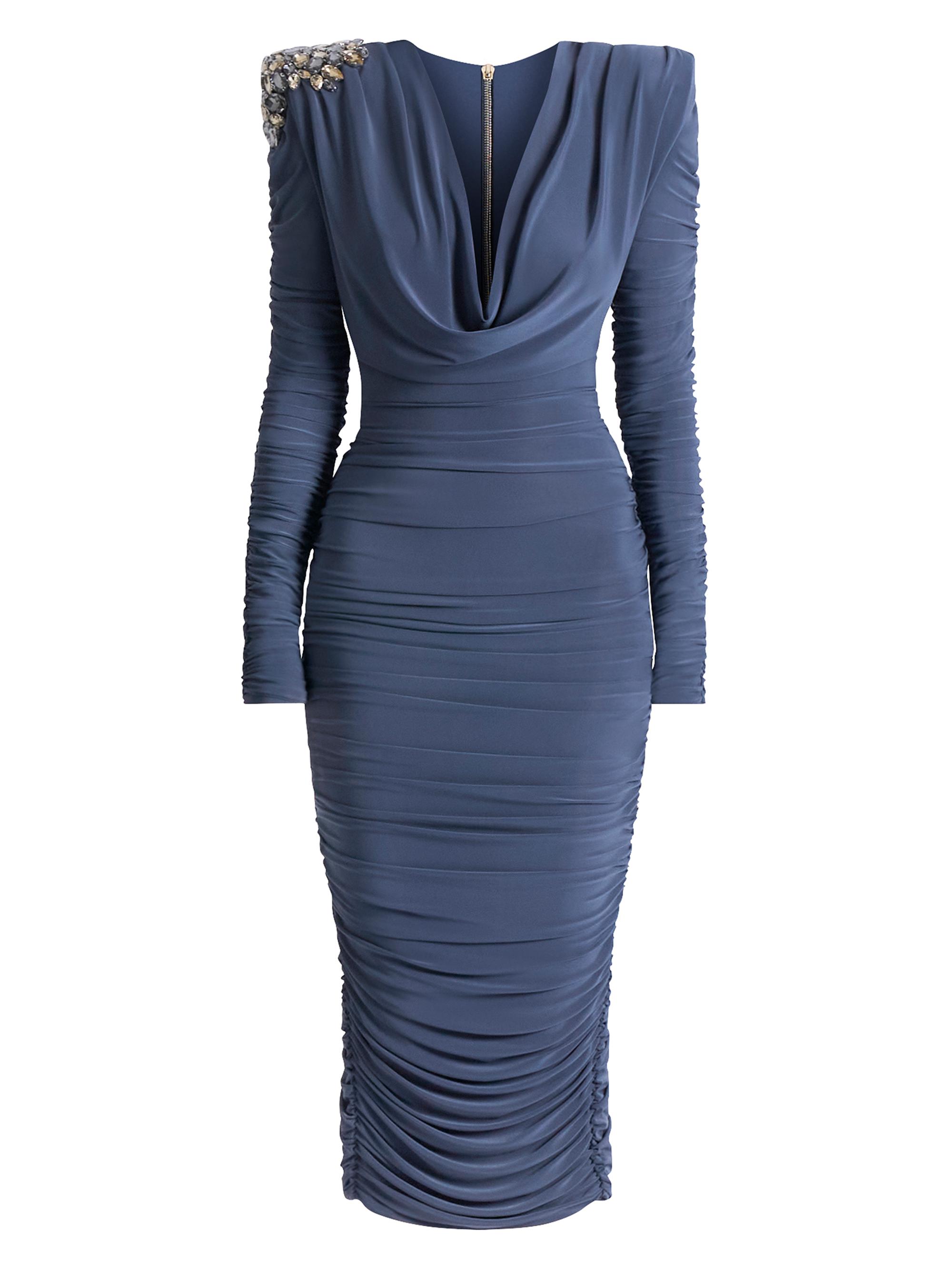 Zhivago Women's Lustris Crystal-Embellished Jersey Body-Con Midi-Dress - Grey