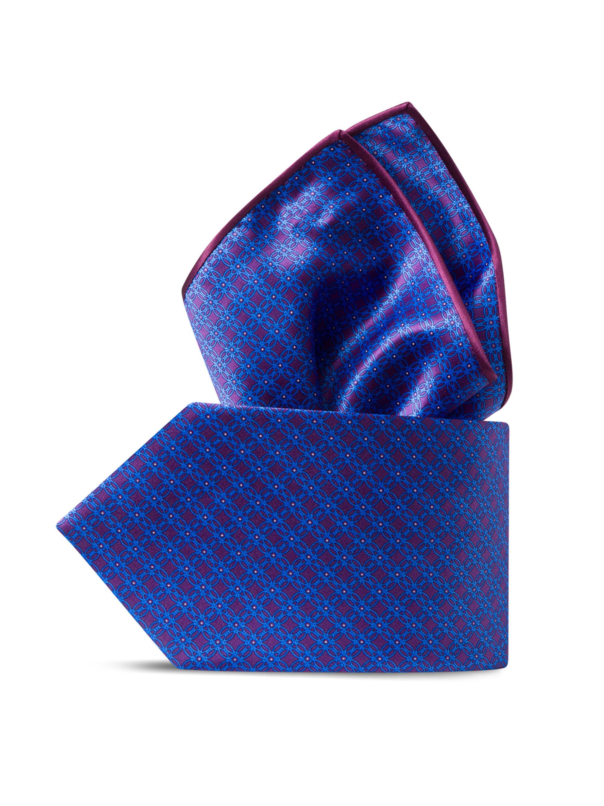 Stefano Ricci Men's Luxury Printed Silk Tie Set - Blue Purple | Thumbnail 4