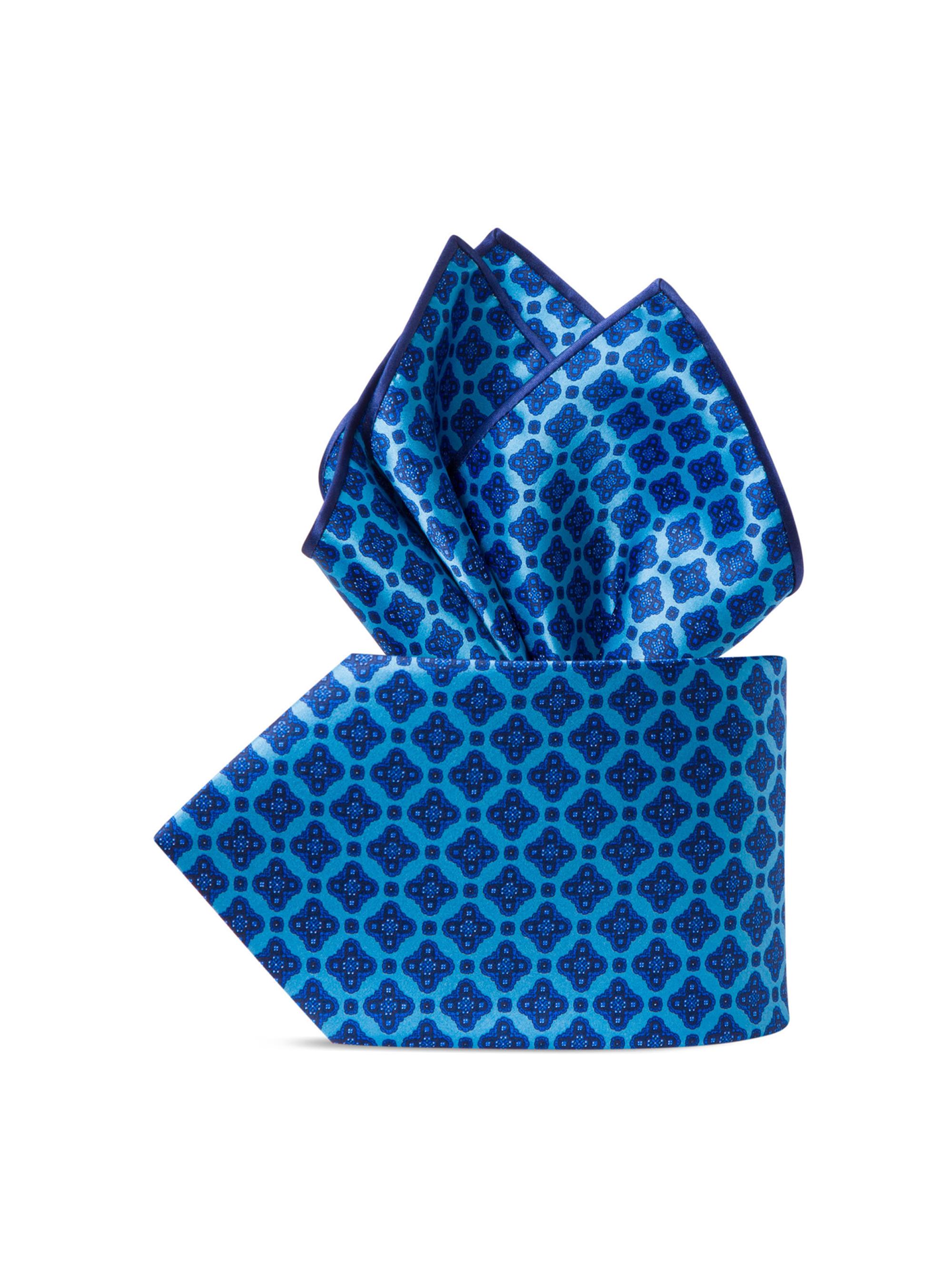Stefano Ricci Men's Luxury Printed Silk Tie Set - Bright Blue