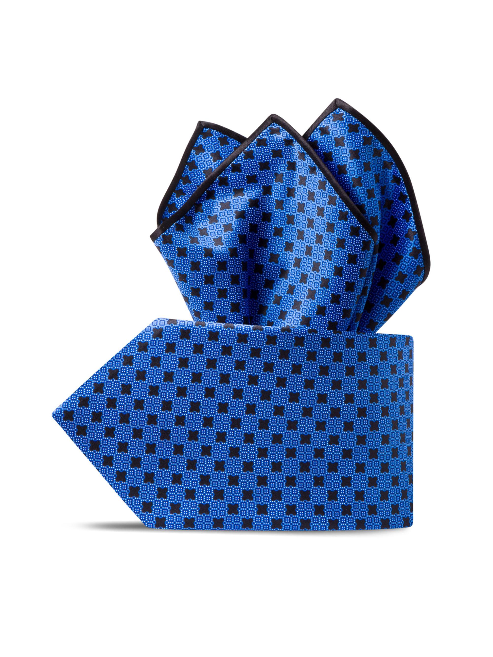 Stefano Ricci Men's Luxury Printed Silk Tie Set - Blue Black | Thumbnail 4