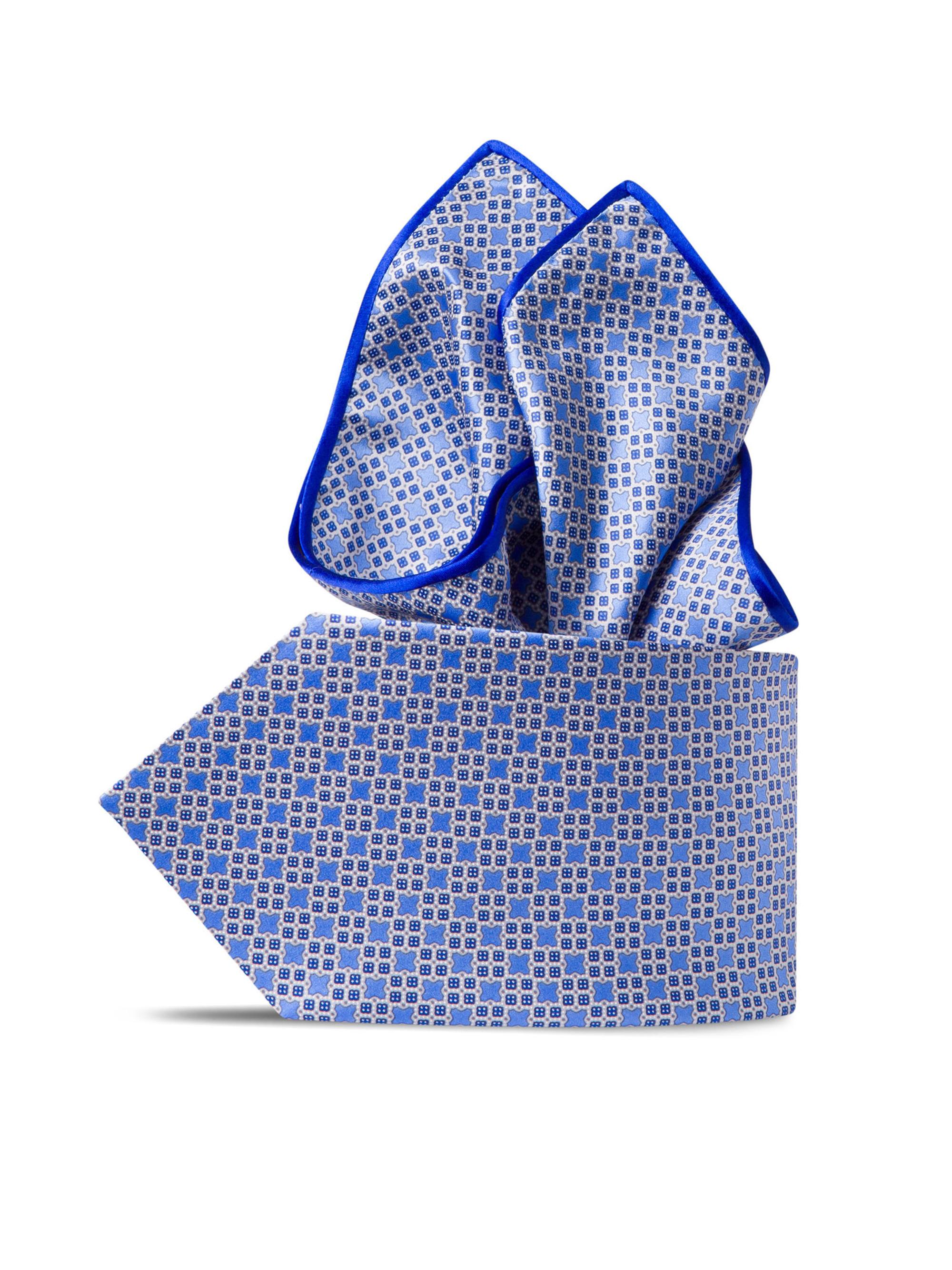 Stefano Ricci Men's Luxury Printed Silk Tie Set - Light Blue