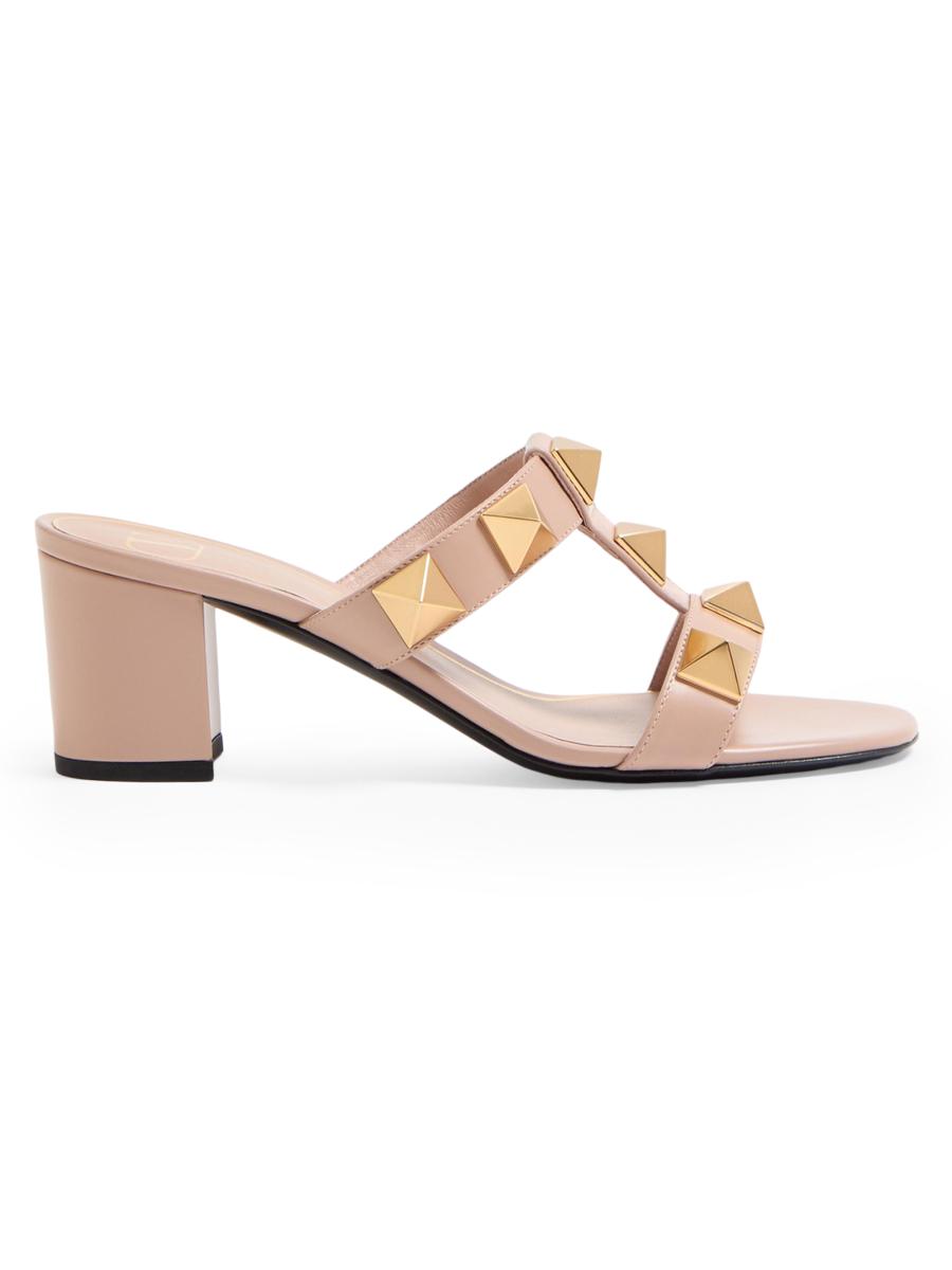サンダル・ミュール VALENTINO Valentino Garavani 'Slide' sandals Valentino Garavani - Brown & Natural V Logo Slide Mule