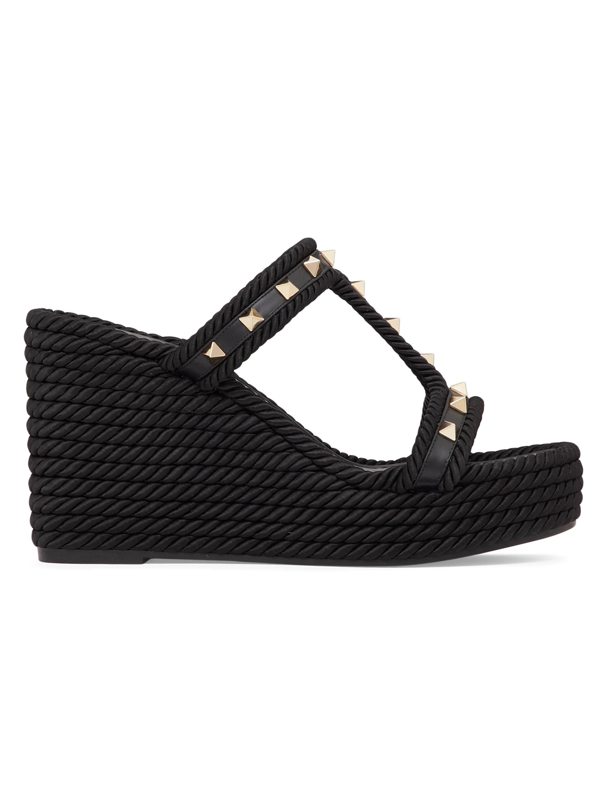 Valentino Garavani Rockstud 90MM Wedges in Calfskin | Saks Fifth