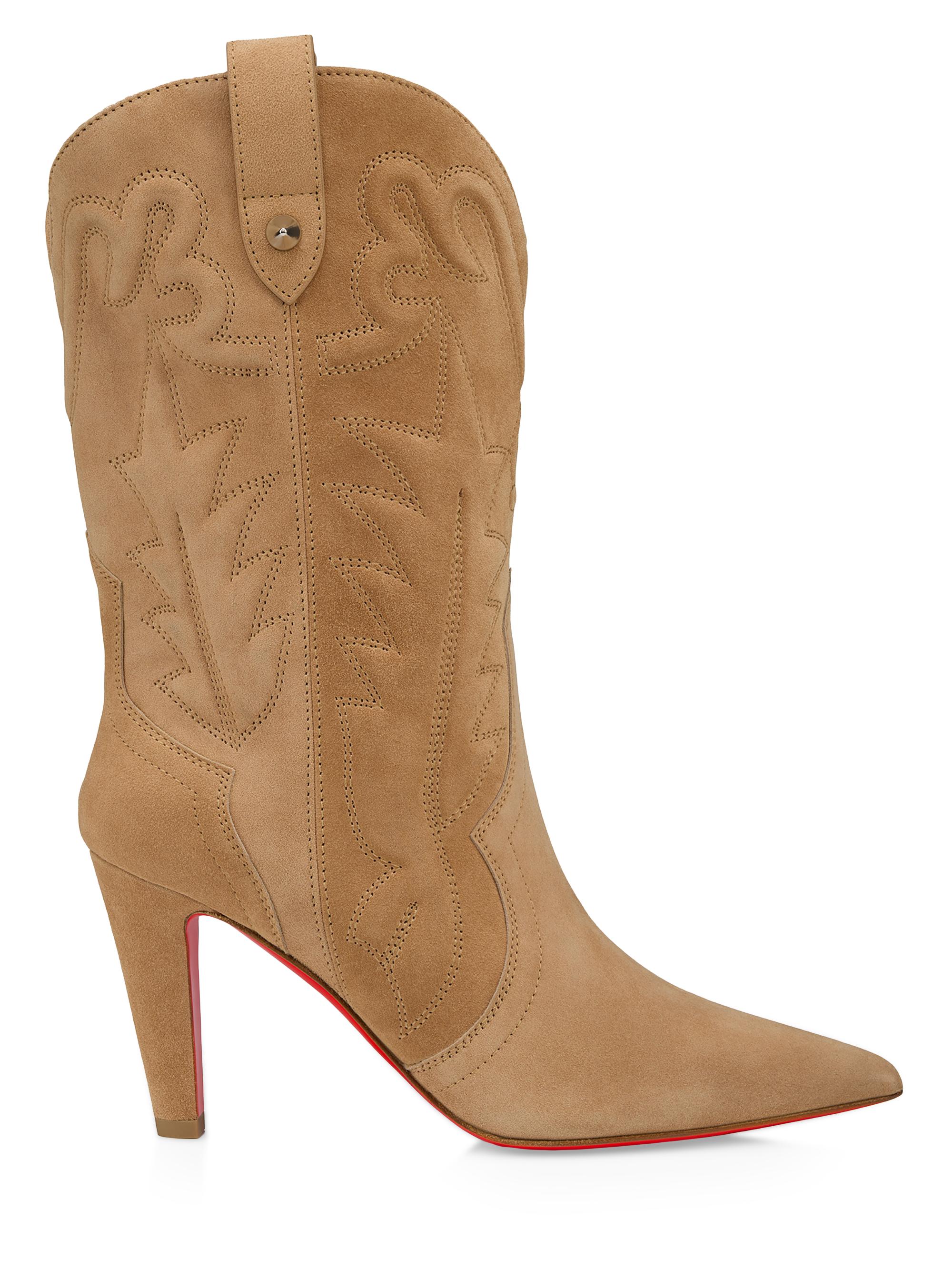 Christian Louboutin Women's Santiabooty 85MM Veau Velours Calf Booties - Lionne