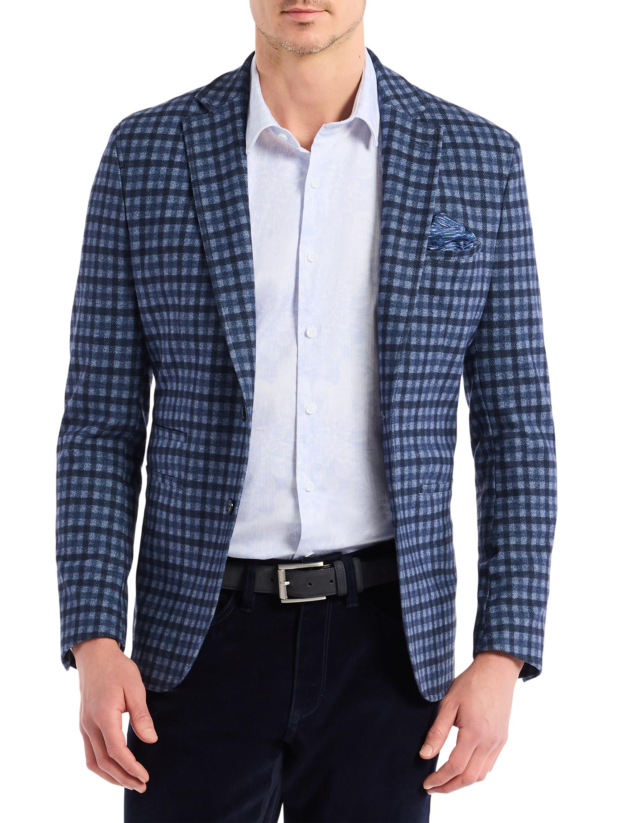 Robert Graham Men's Marvin Checkered Knit Sport Coat - Navy