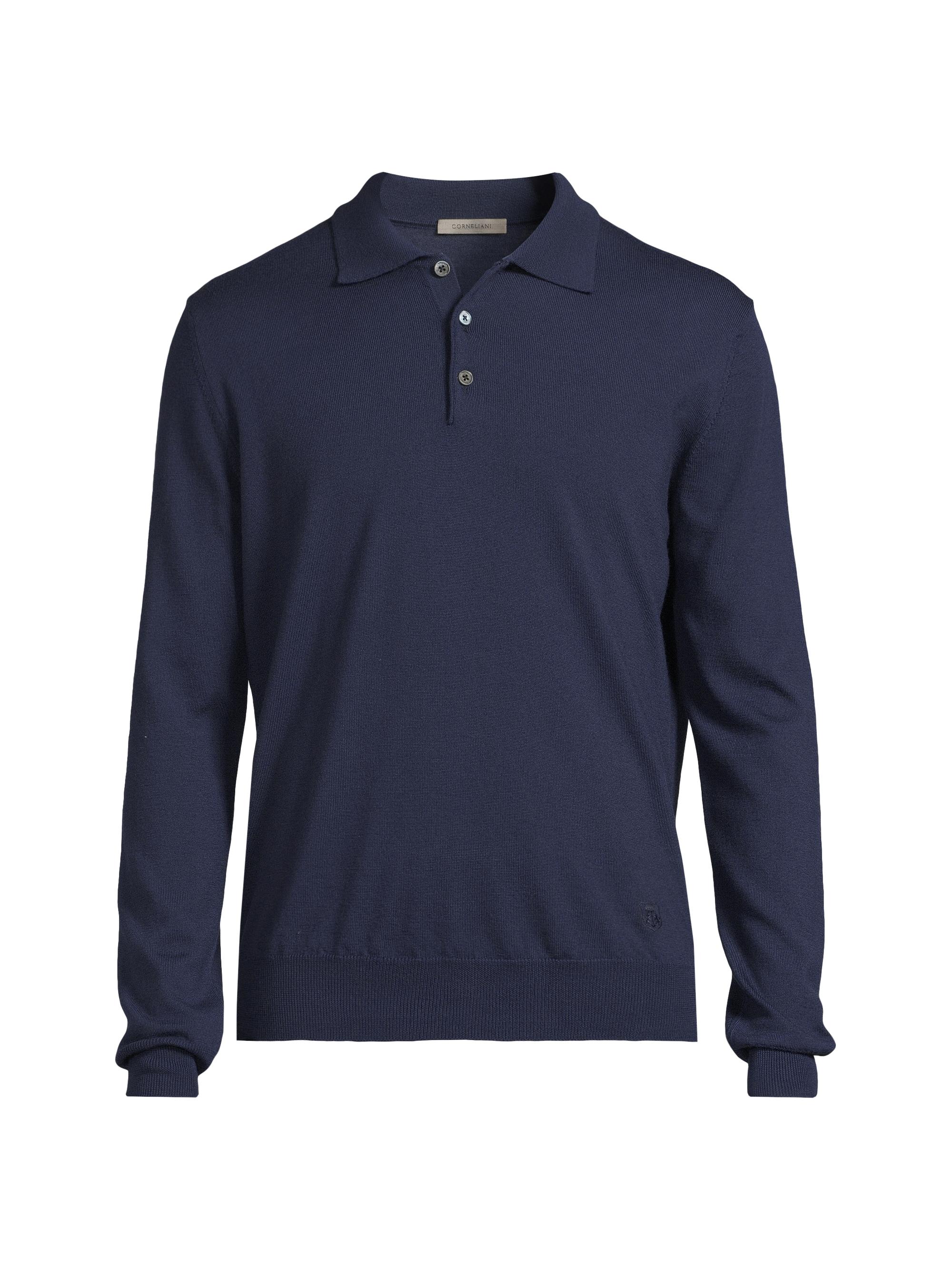 Corneliani Men's Merino Wool Polo Shirt - Blue