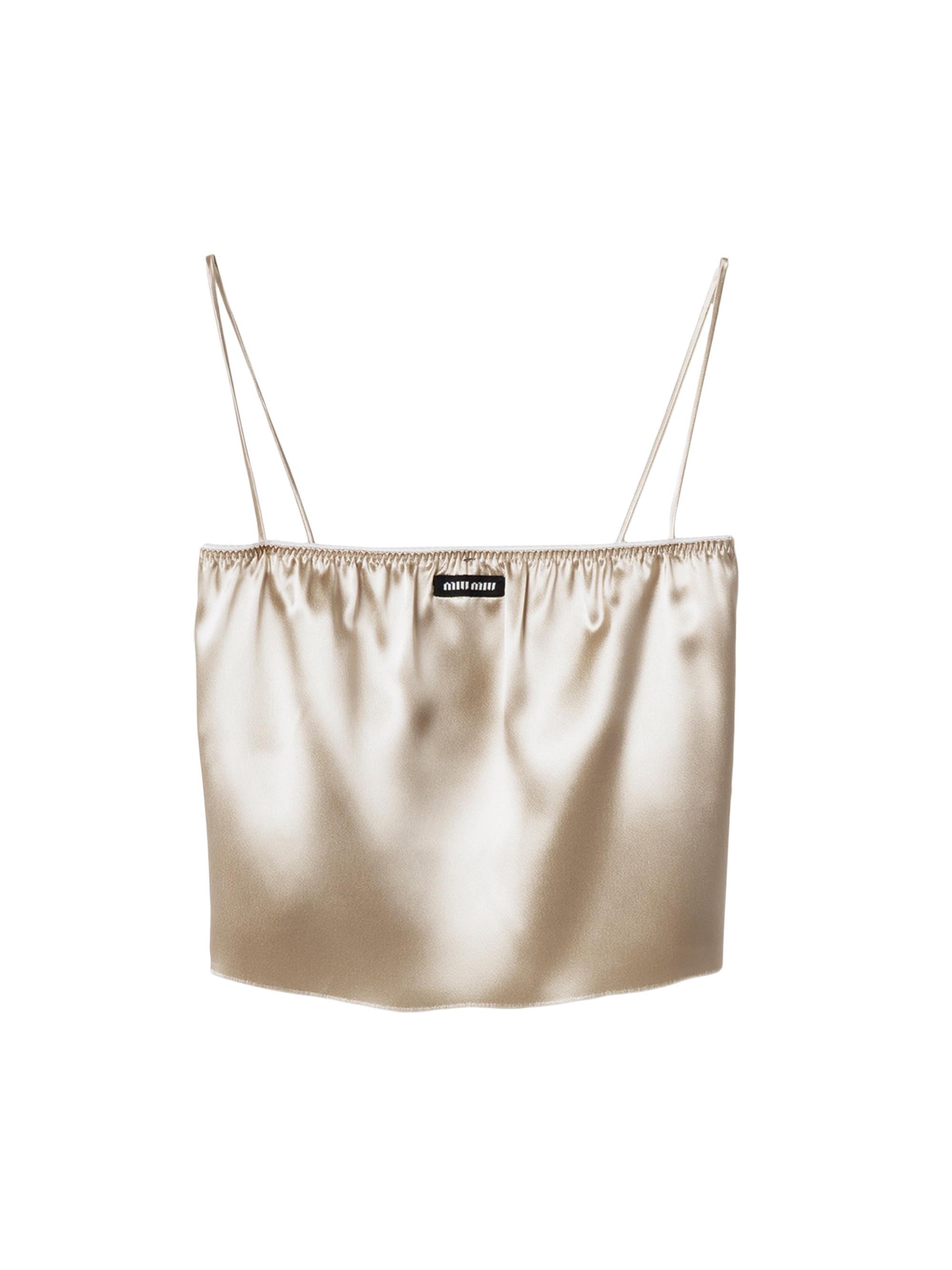 Miu Miu Women's Satin Top - Beige Khaki