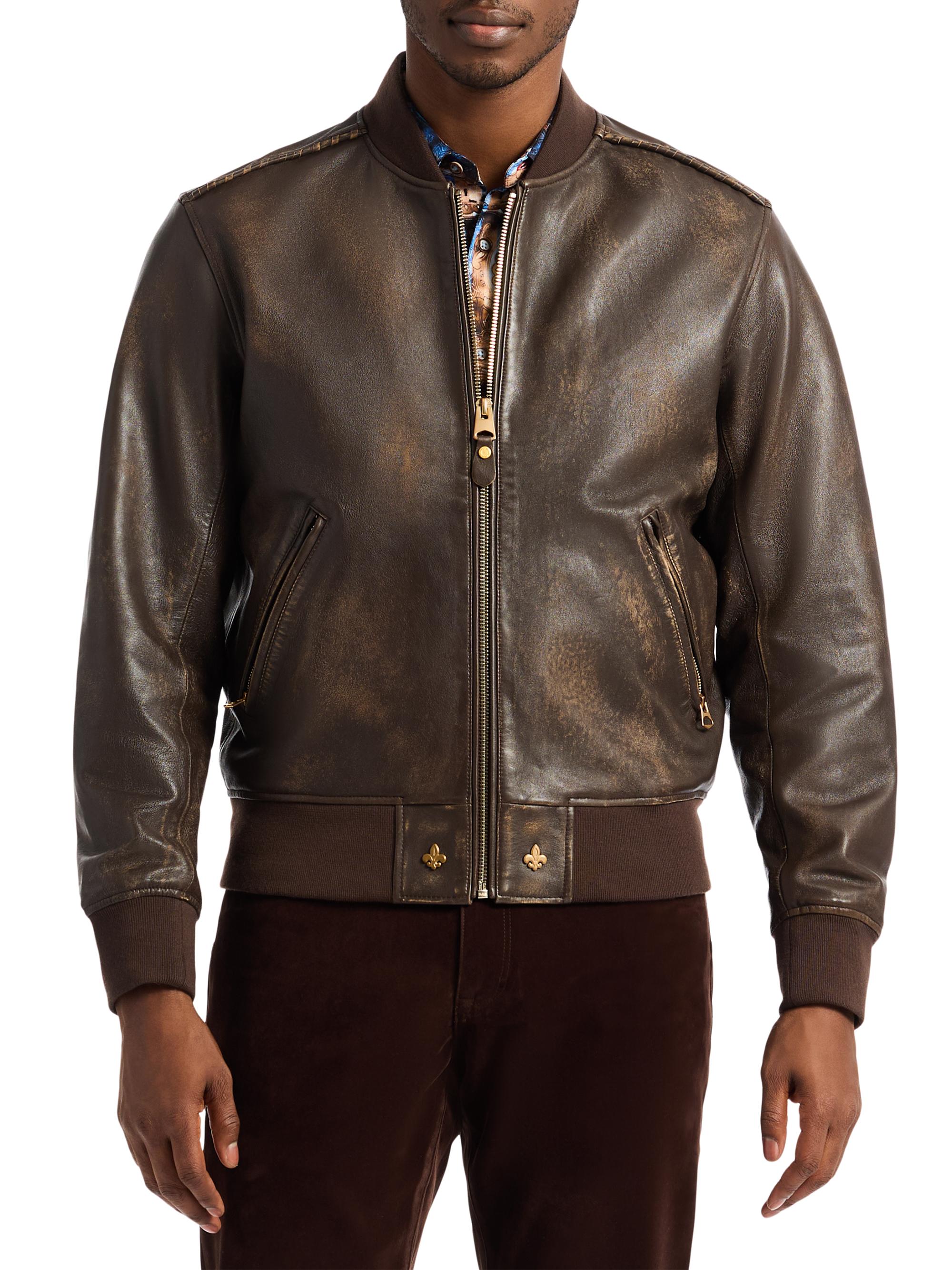 Robert Graham Men's Gilded Outlaw Leather Jacket - Brown