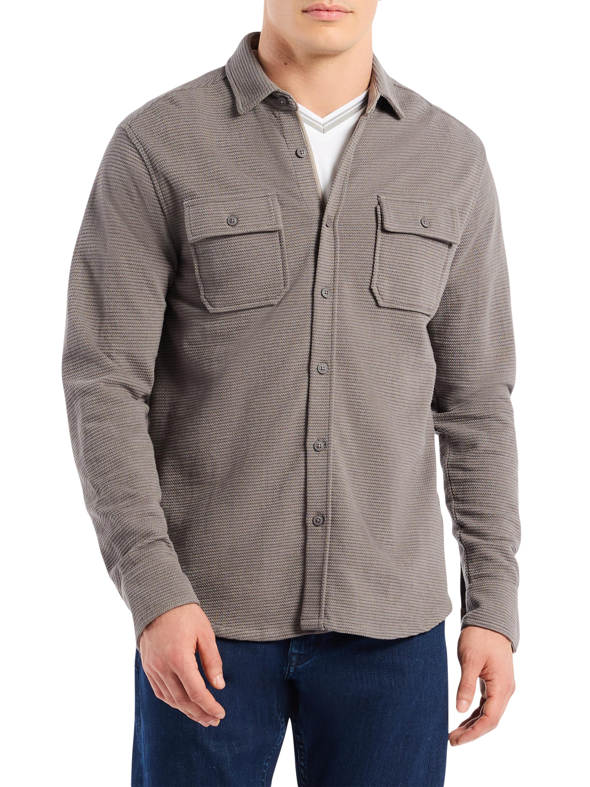 Robert Graham Men's Brunner Knit Button-Front Shirt - Charcoal