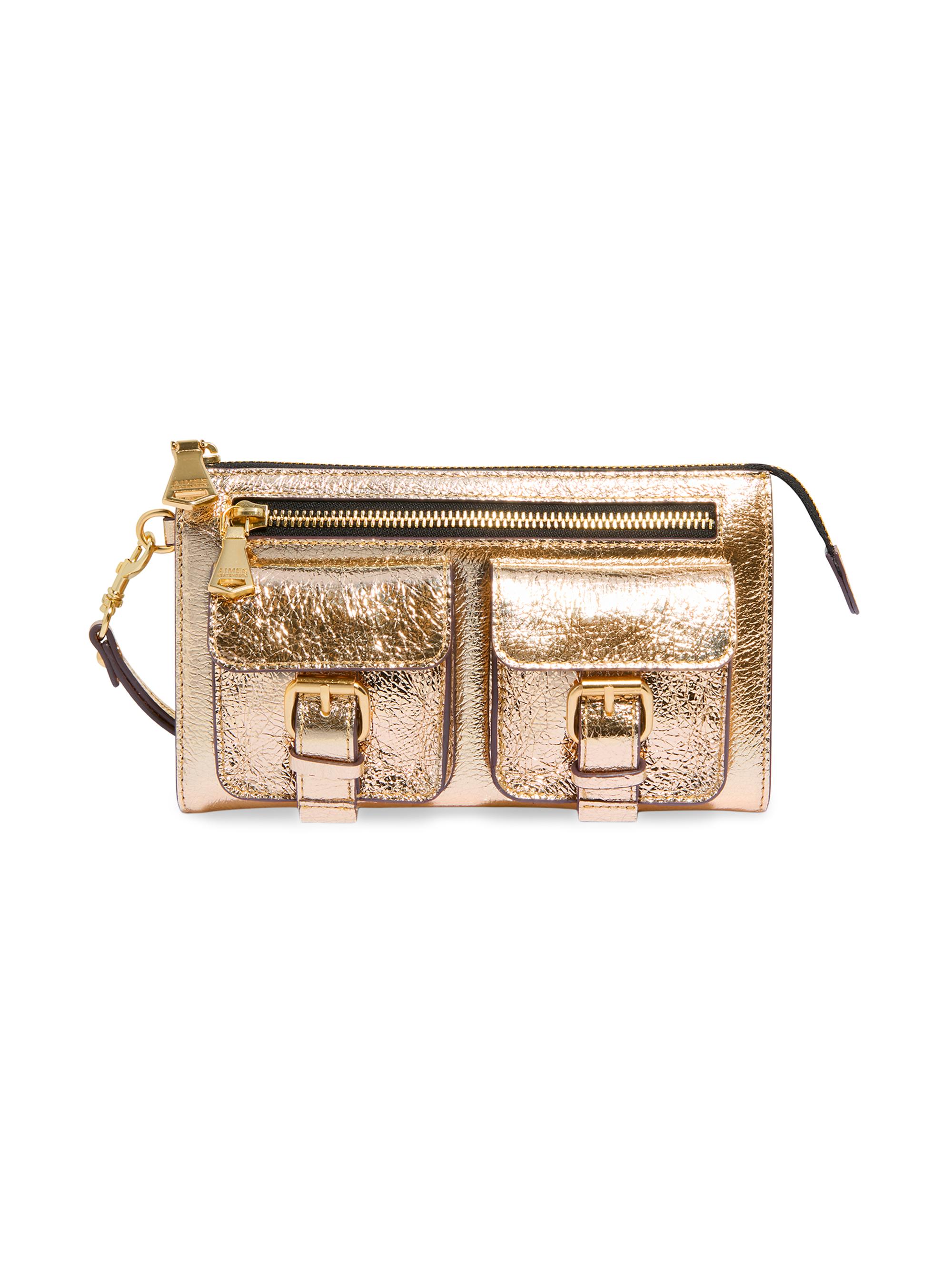 Aimee Kestenberg Women's Saddle-Up Leather Wristlet Clutch - Crinkled Gold