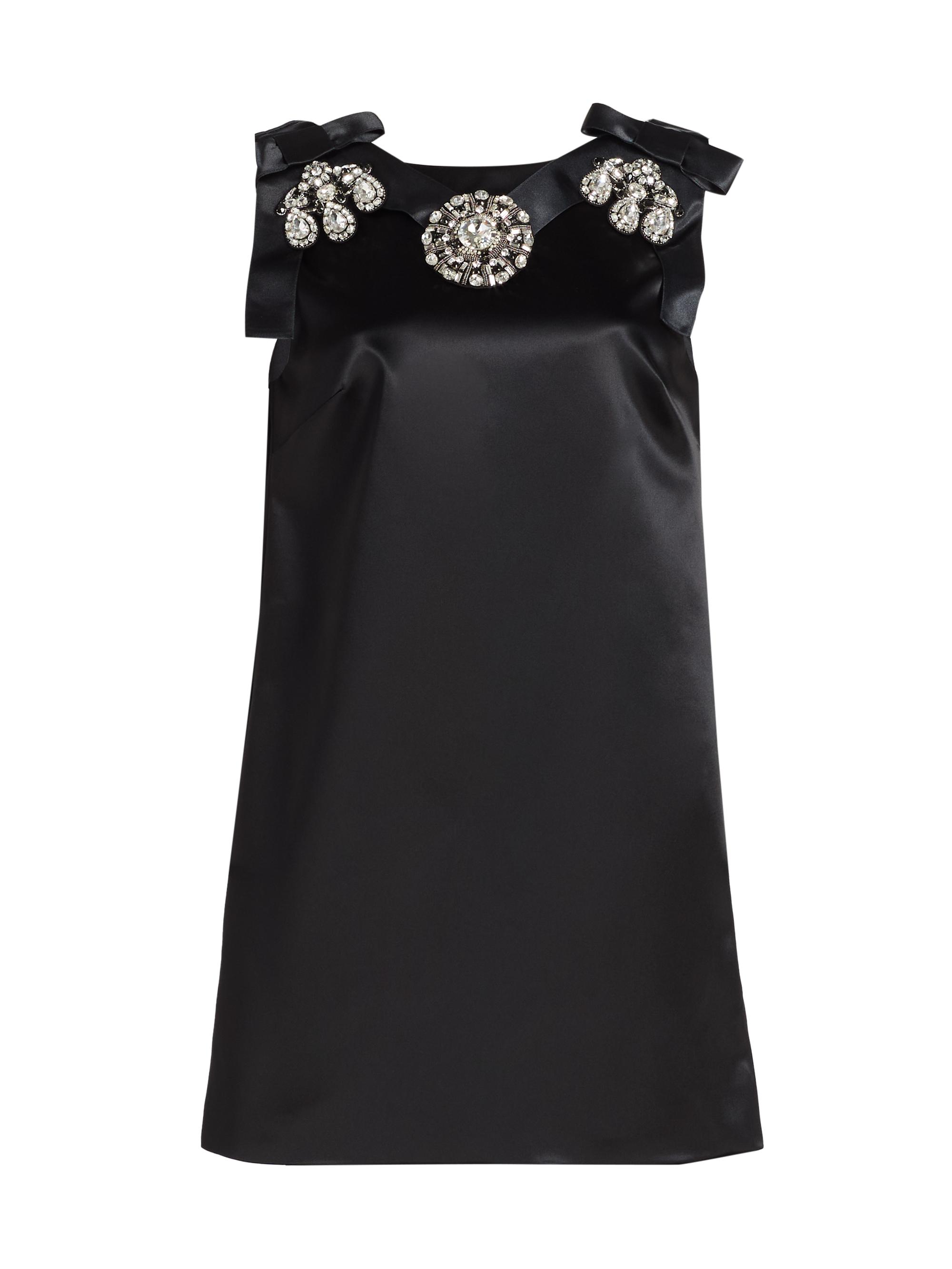 Dolce & Gabbana Women's Embellished Satin Shift Minidress - Nero