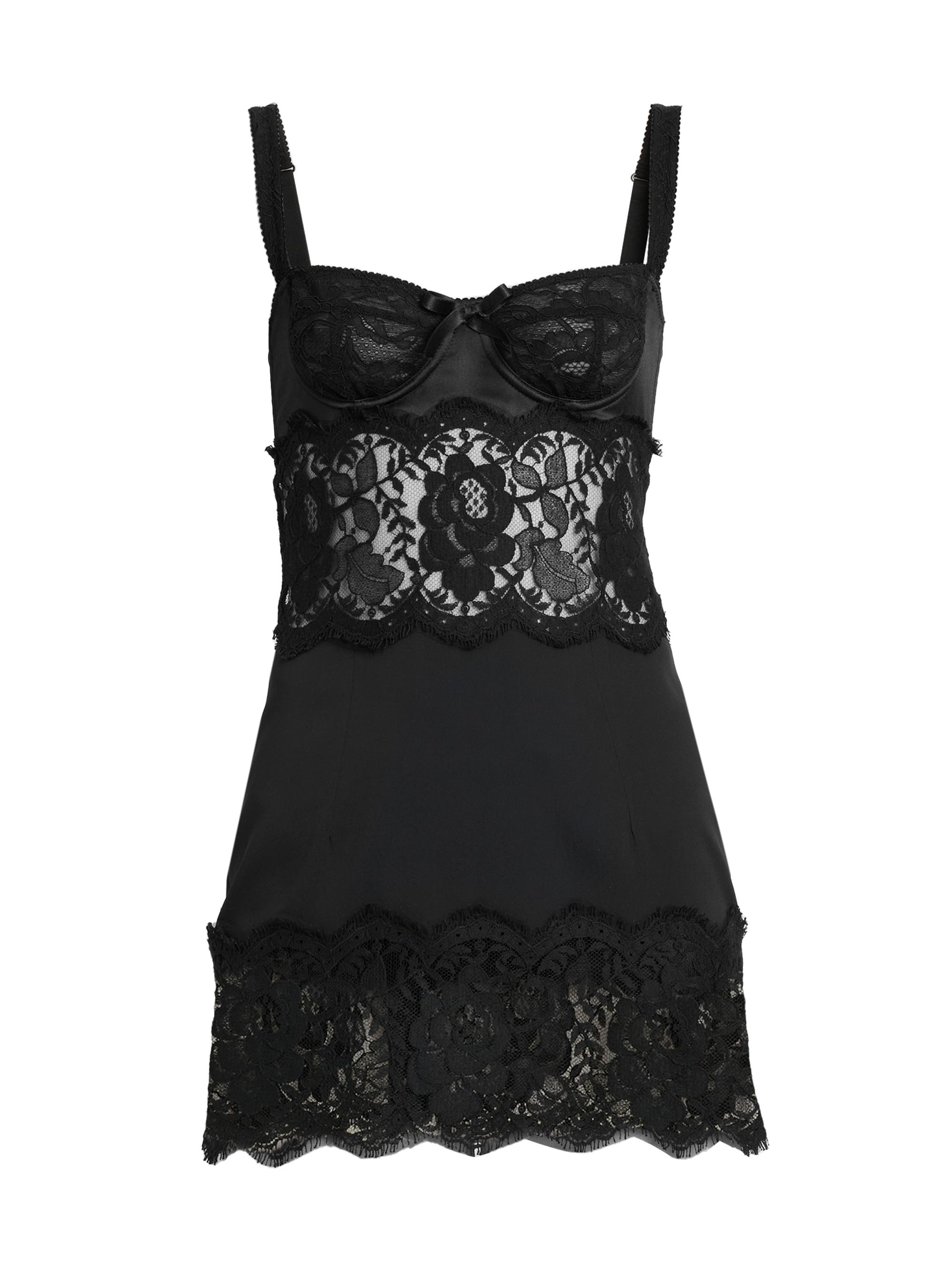 Dolce & Gabbana Women's Lace Silk-Blend Minidress - Nero