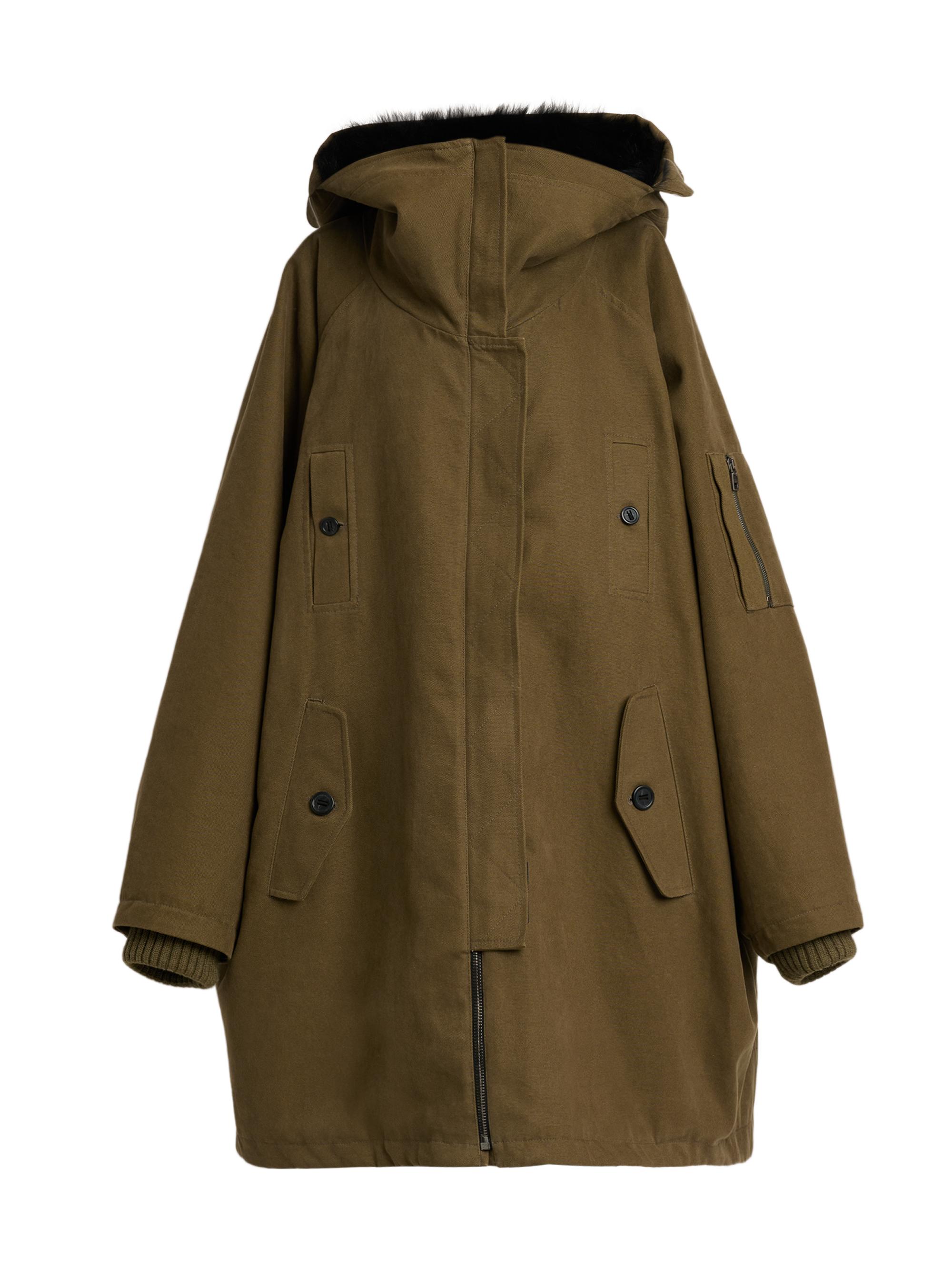 Dolce & Gabbana Women's Shearling-Trim Cotton Hooded Coat - Verde Marcio