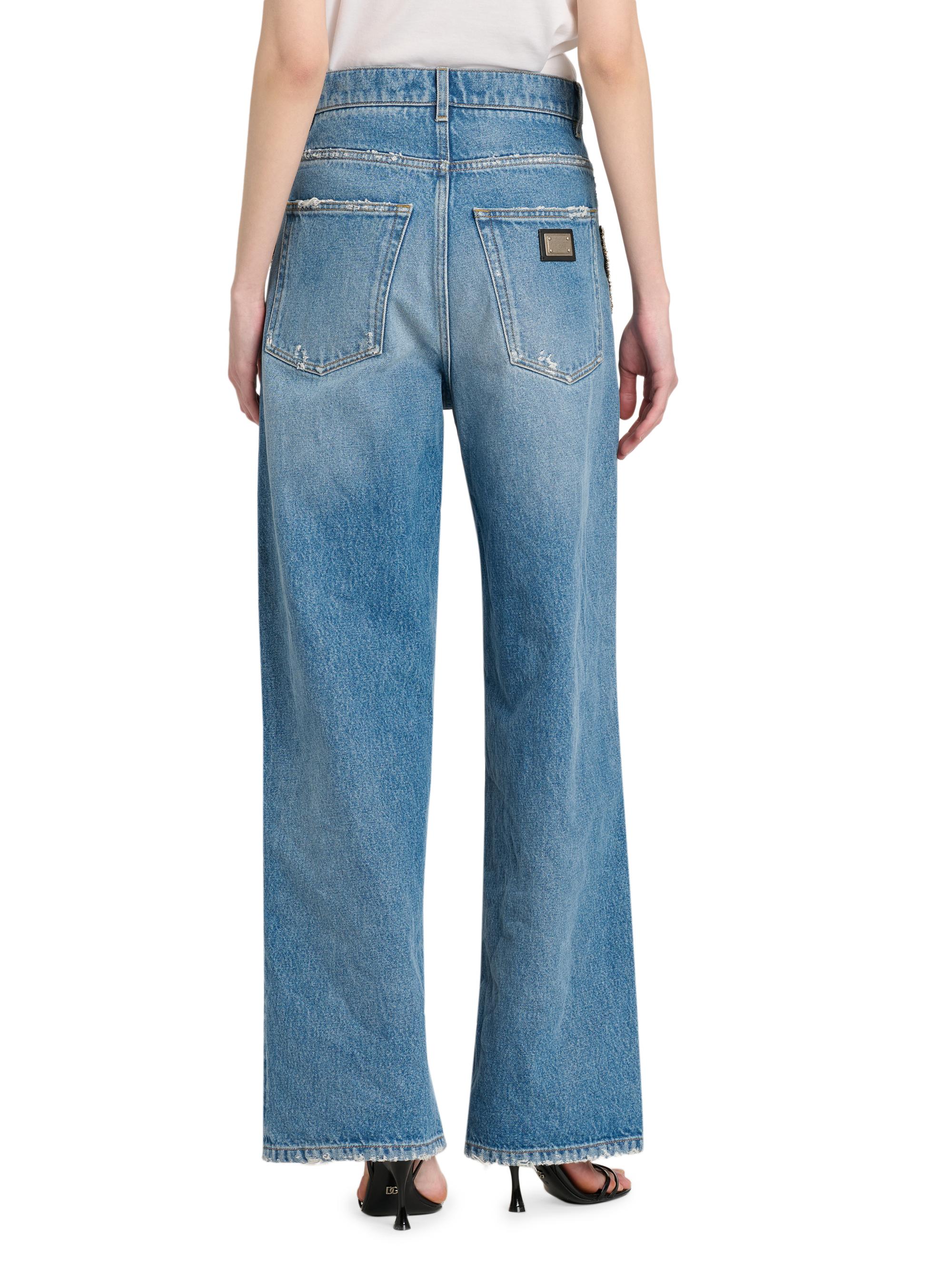 Dolce&Gabbana Crystal-Embellished High-Rise Wide-Leg Jeans | Saks