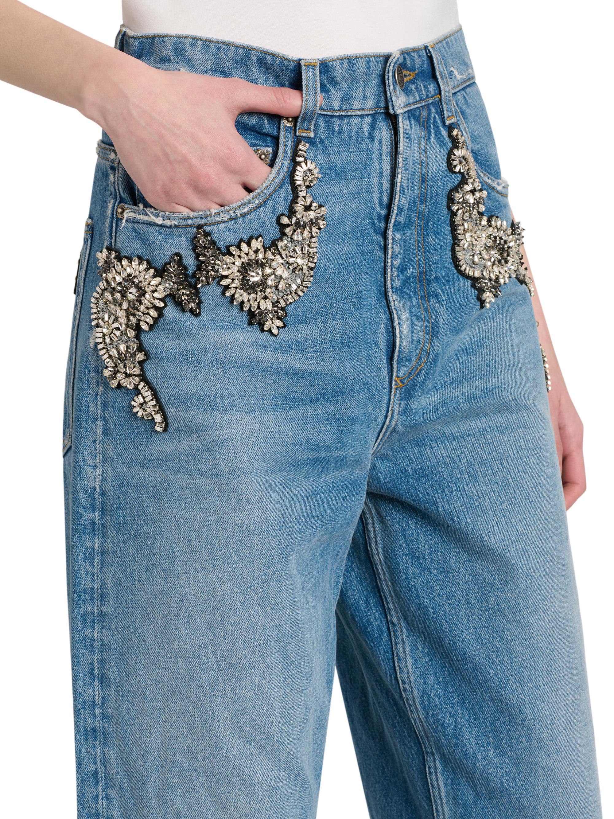 Dolce&Gabbana Crystal-Embellished High-Rise Wide-Leg Jeans | Saks