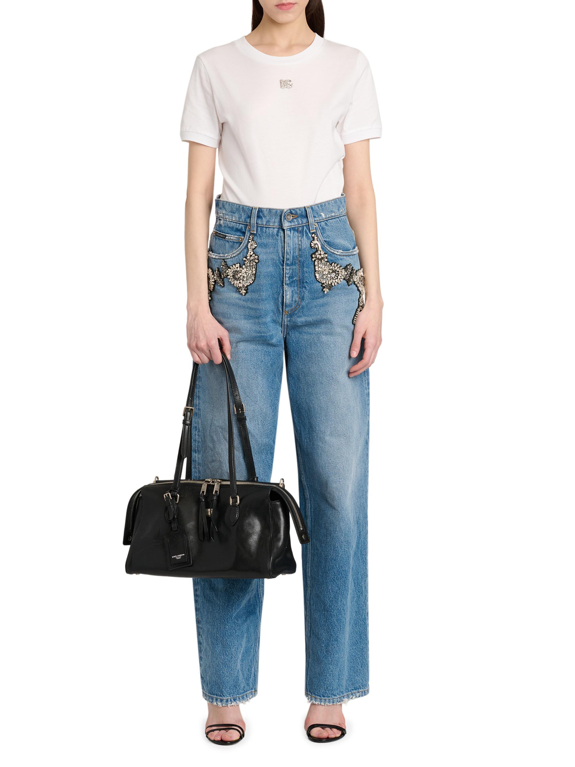 ドルチェ&ガッパーナ Dolce&Gabbana Crystal-Embellished High-Rise Wide-Leg Jeans | Saks