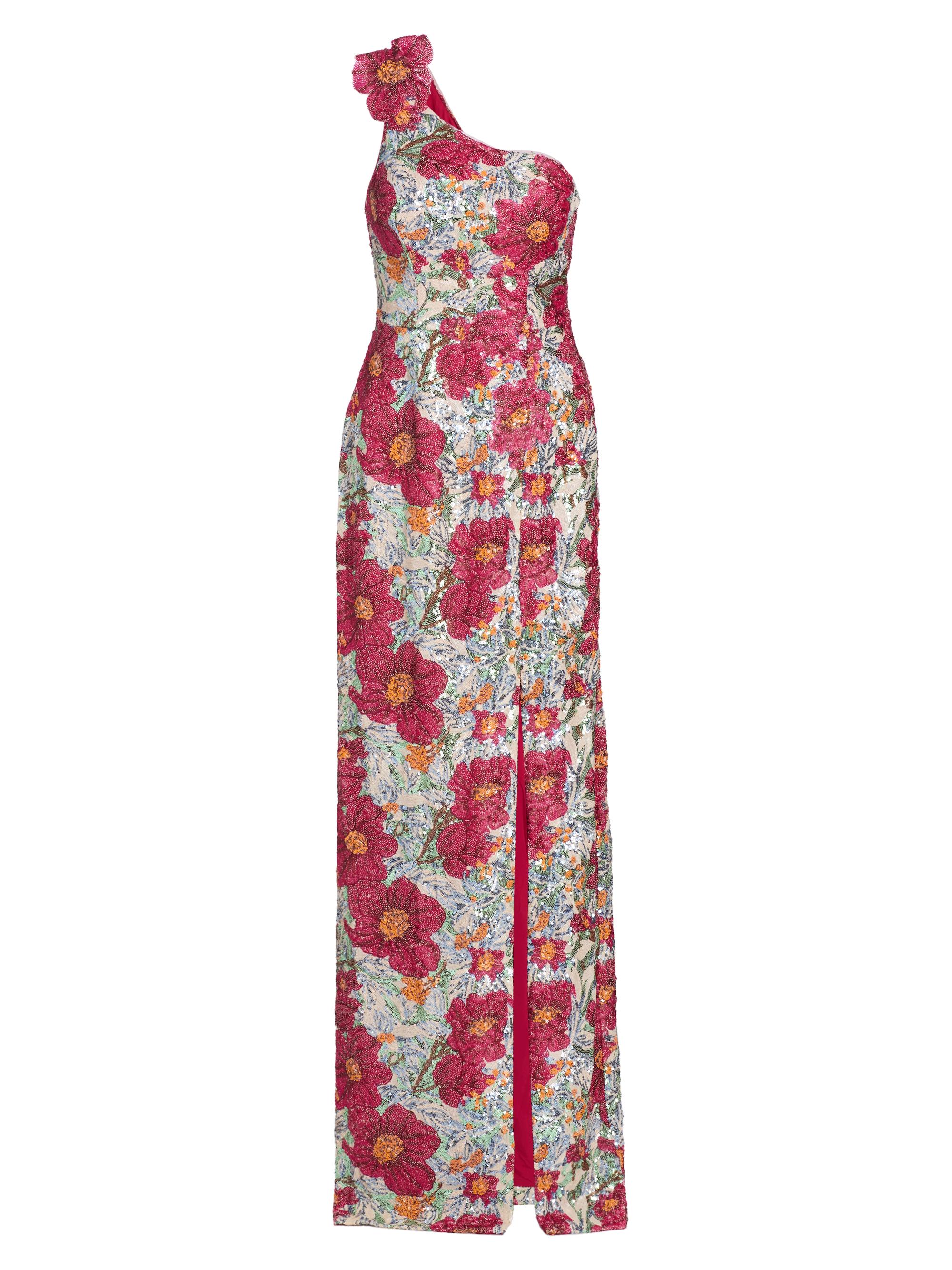 Rene Ruiz Collection Women's One-Shoulder Sequin-Embellished Column Gown - Red Multi