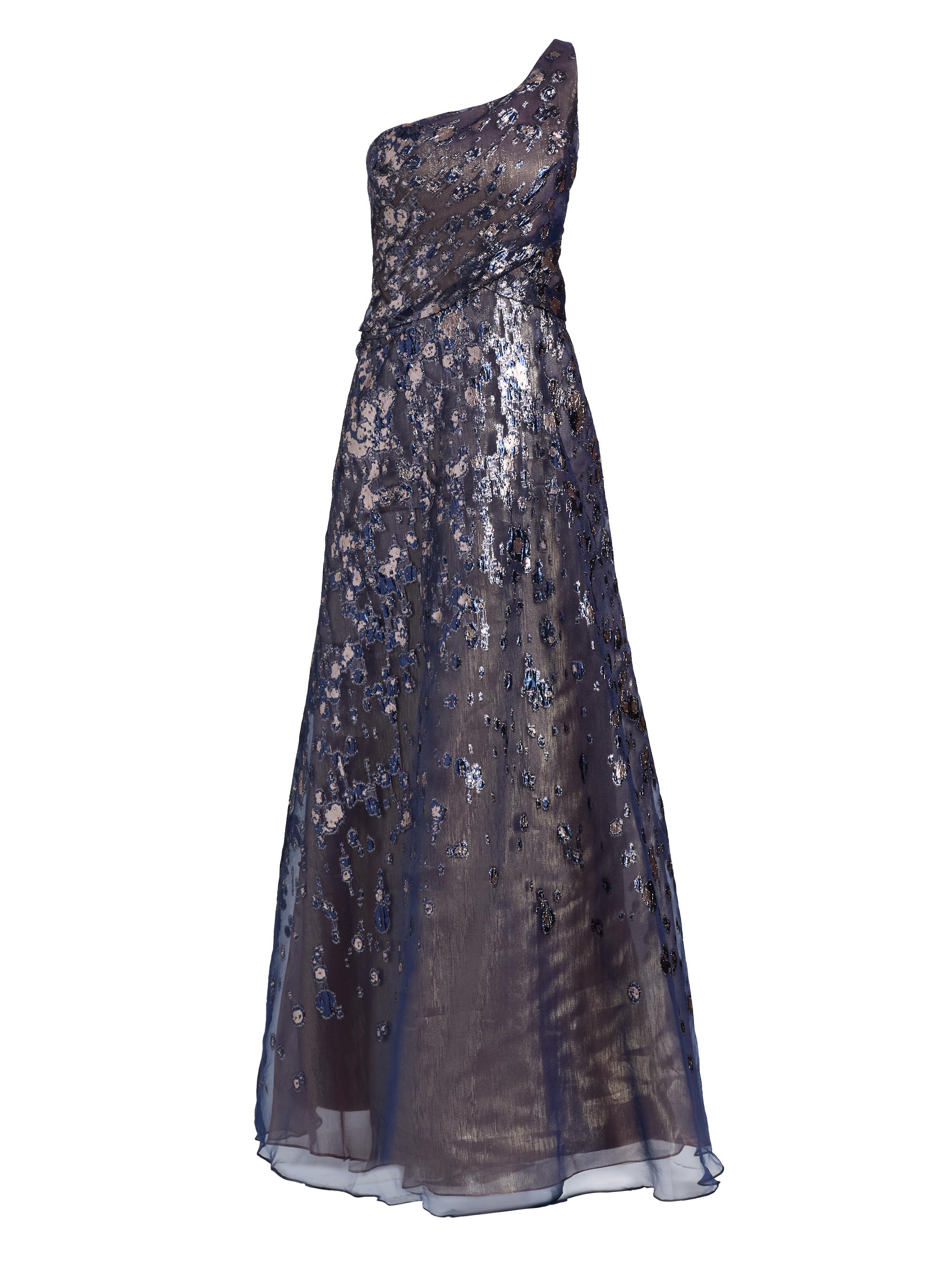 Rene Ruiz Collection Women's One-Shoulder Fil Coupe Gown - Blue Silver
