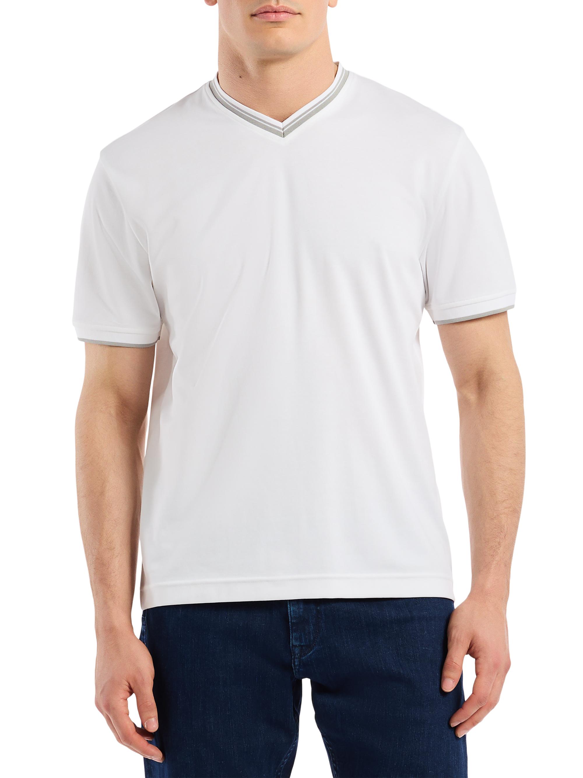 Robert Graham Men's Holton Cotton-Blend V-Neck Top - White