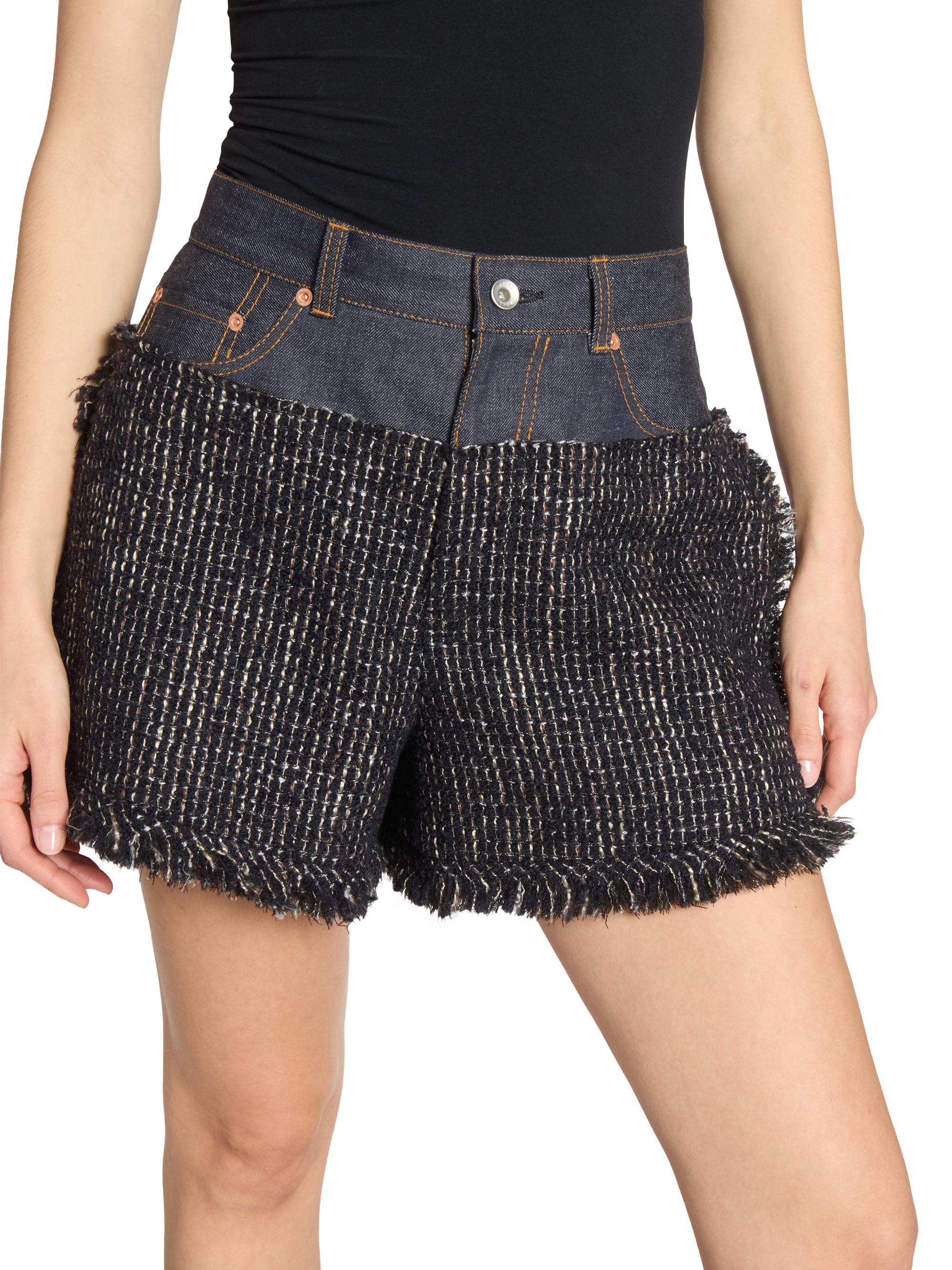Sacai Mixed-Media Tweed Shorts | Saks Fifth Avenue