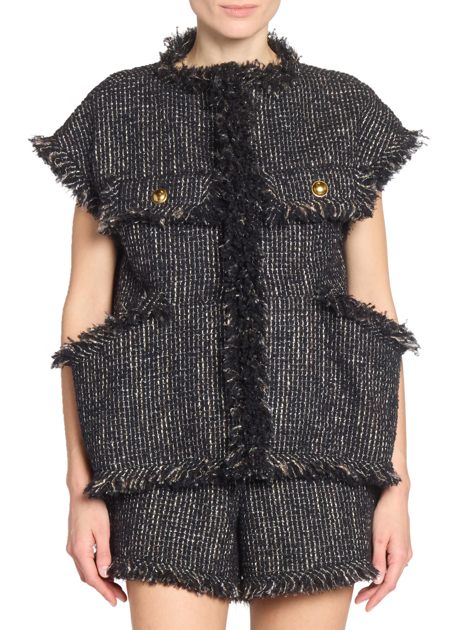 Sacai Wool-Blend Tweed Short-Sleeve Jacket | Saks Fifth Avenue