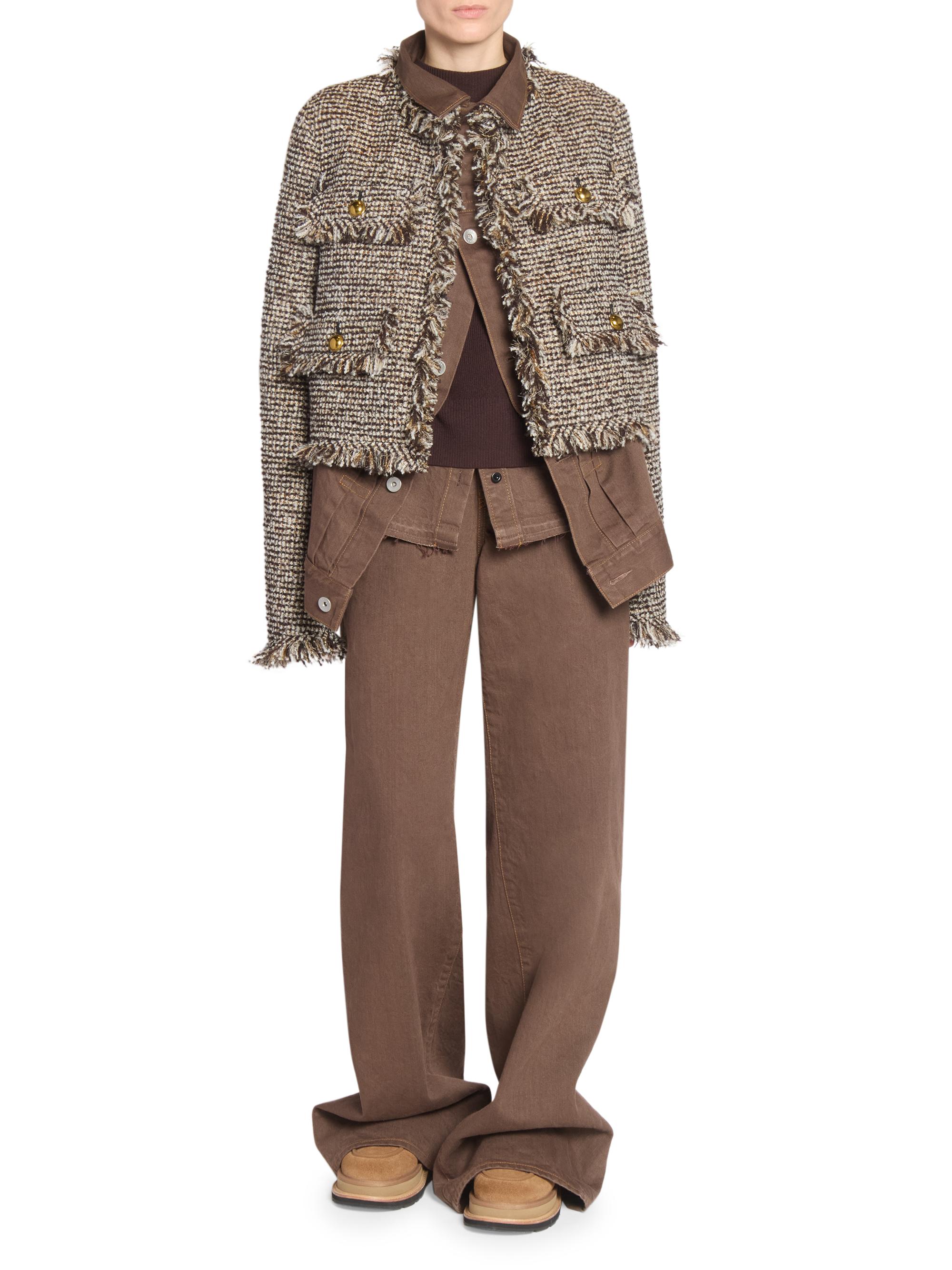 Sacai Wool-Blend Layered Tweed Jacket | Saks Fifth Avenue