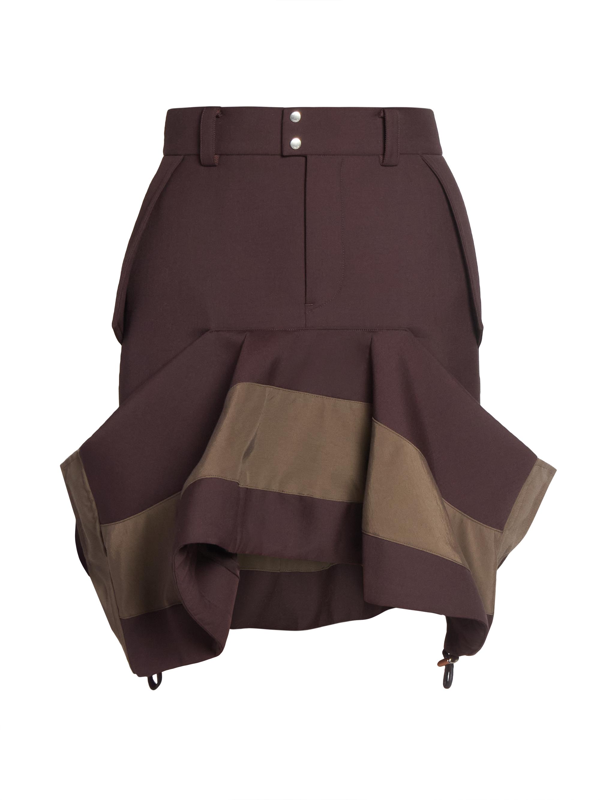 Sacai Women's Asymmetric Knee-Length Skirt - Brown