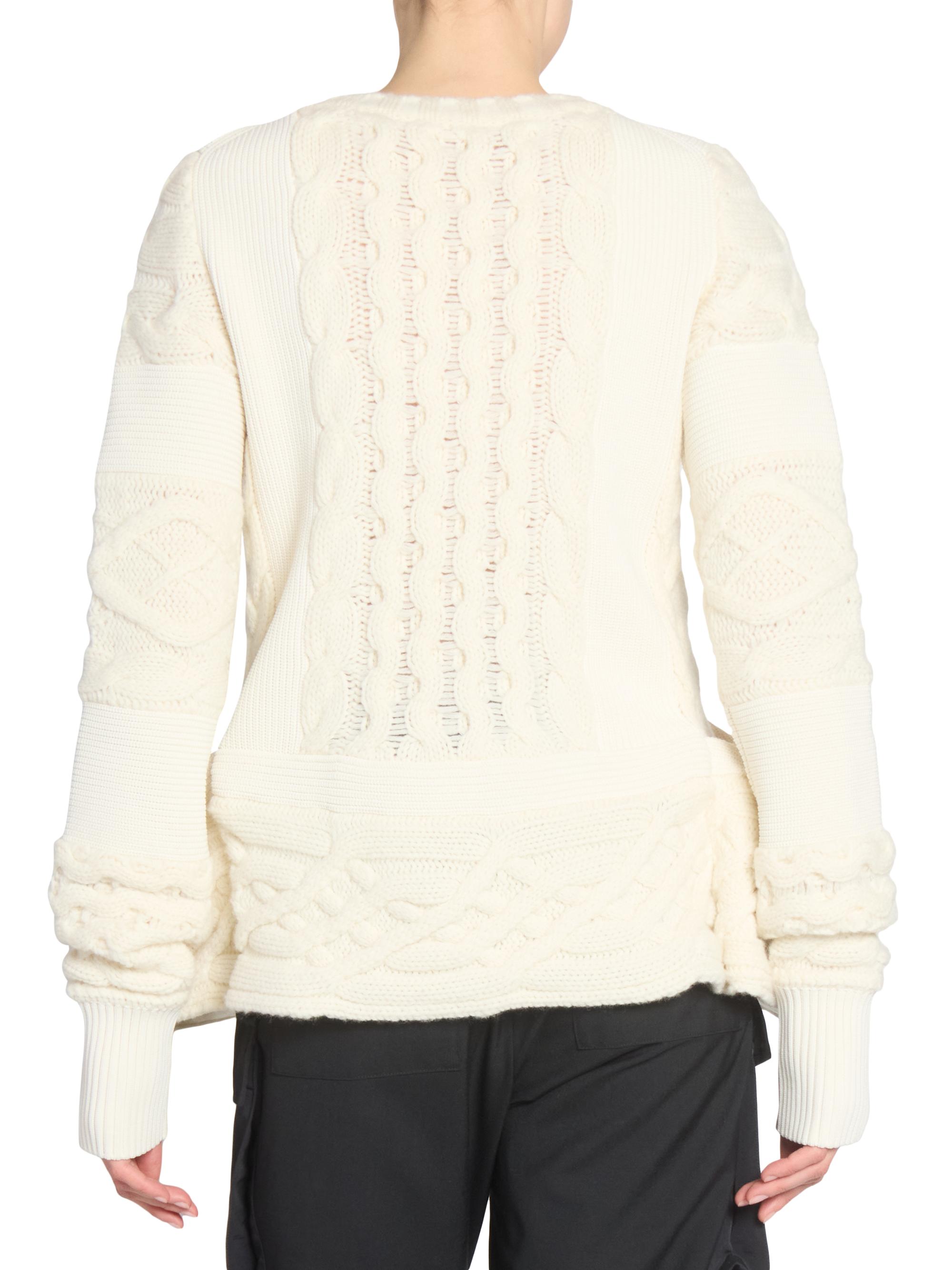Sacai Cable-Knit Wool-Blend Peplum Sweater | Saks Fifth Avenue