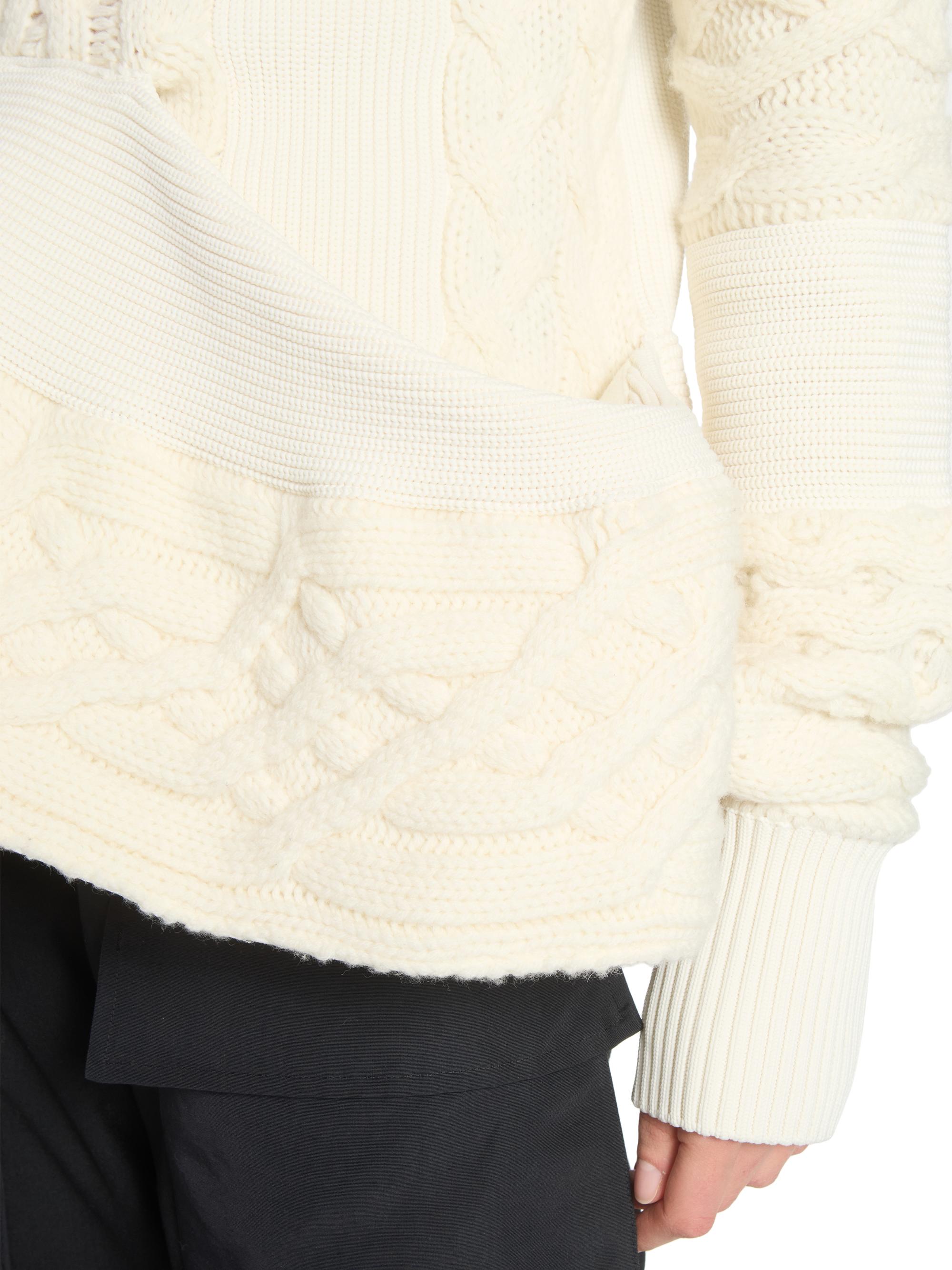 Sacai Cable-Knit Wool-Blend Peplum Sweater | Saks Fifth Avenue