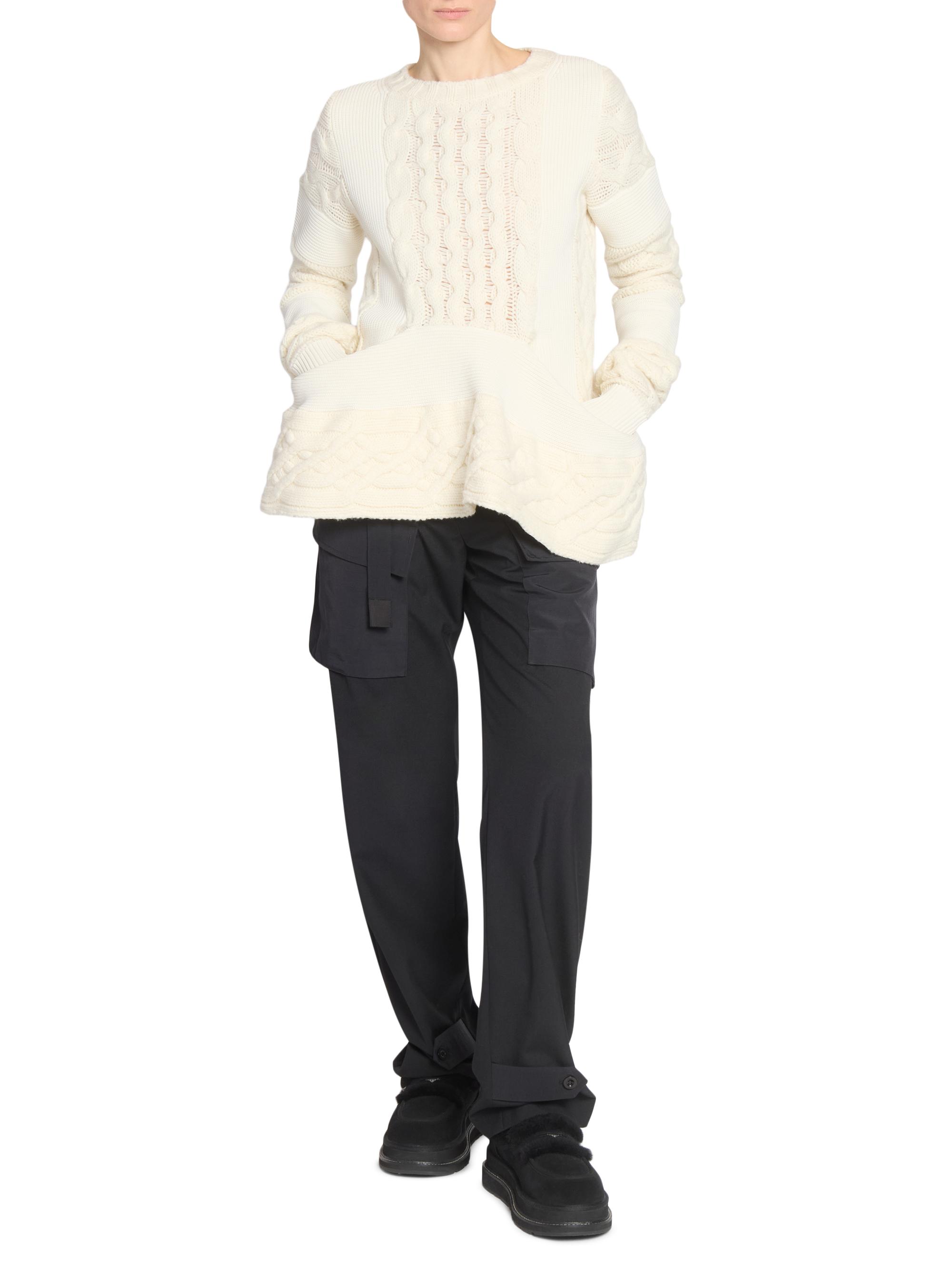 Sacai Cable-Knit Wool-Blend Peplum Sweater | Saks Fifth Avenue