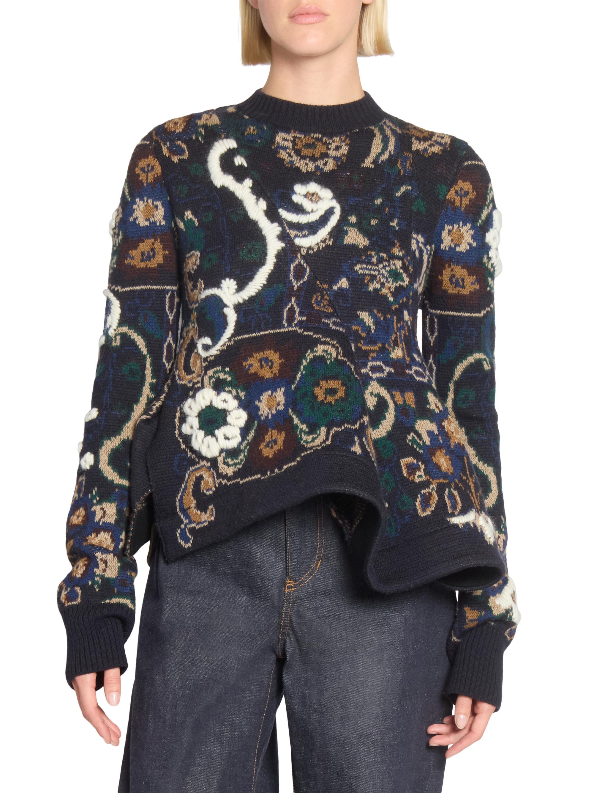 トップス sacai Floral Print Pullover Sacai ​Floral Jacquard Knit Asymmetrical Sweater | Saks Fifth Avenue
